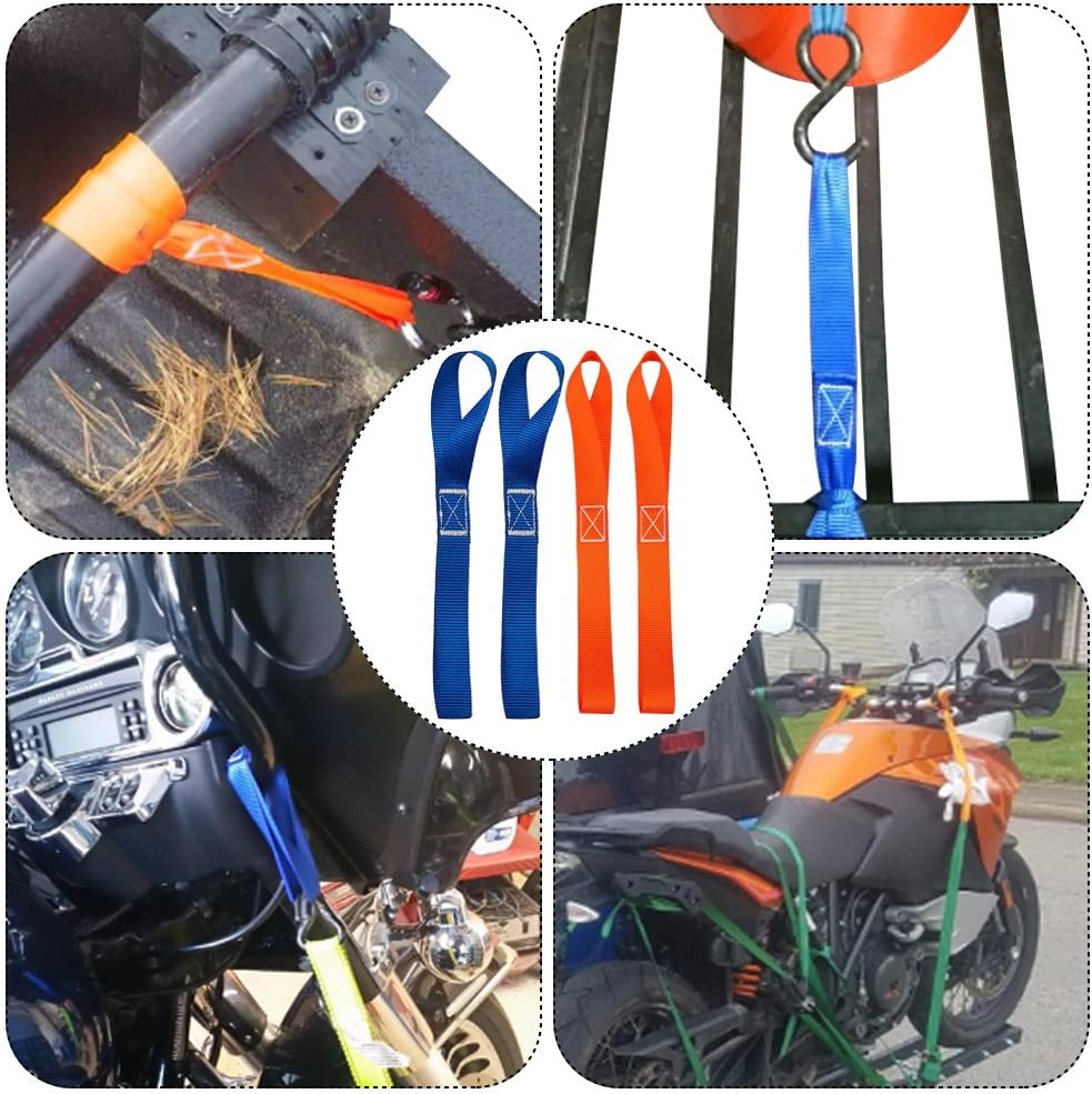 10 Pcs 11.6" Soft Loop Tie down Straps, Finegood 1,500Lb Load Capacity 4,500Lb Breaking Strength Belts for Secure and Confident Trailering of Motorcycle Dirtbike ATV UTV - Black, Orange image number 2