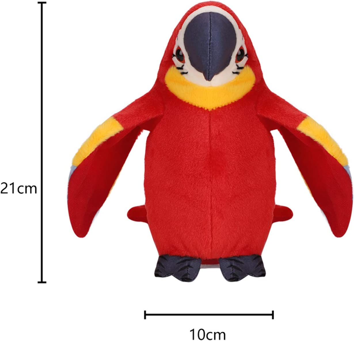 Talking Macaw Parrot Repeat What You Say Stuffed Animal Plush Toy Electronic Record Animated Bird Shake Wings Speaking Parrot Pet Plush Interactive Toys for Kids Boys Girls Christmas Birthday Gift - Red image number 3