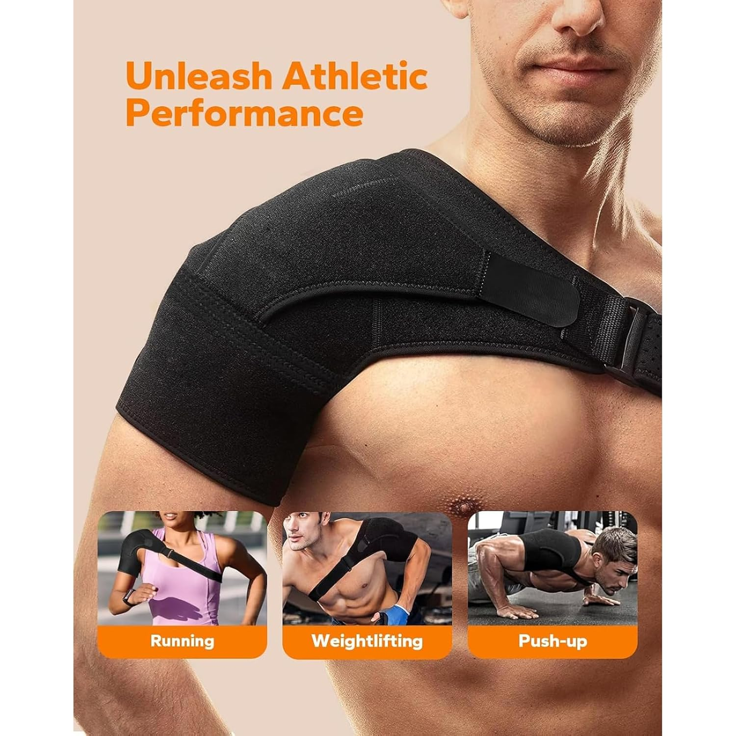 Adjustable Shoulder Brace Rotator Cuff Support Arm Sling for Pain Relief Compression Sleeve Fits Left and Right Shoulder Men Women Weidllys image number 3