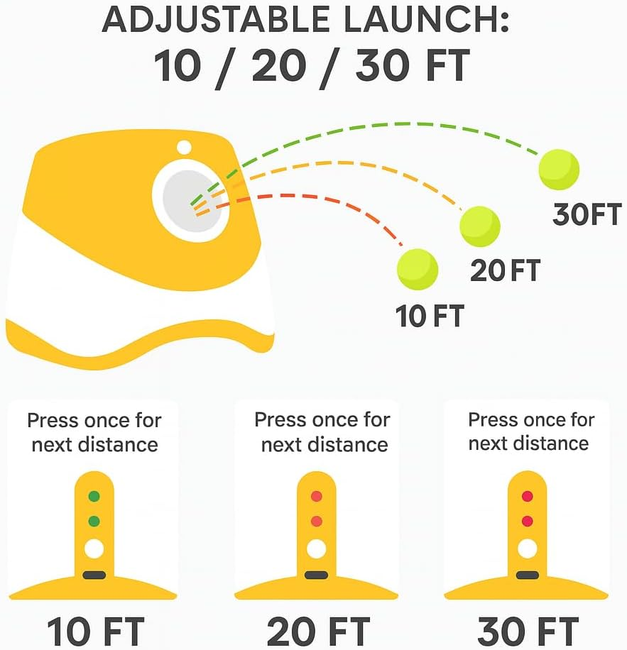 COZYVISTA - Automatic Dog Ball Launcher for Small Dogs &ndash; Interactive Pet Ball Thrower with 6 Balls, USB Rechargeable, 3 Distance Settings &ndash; Indoor & Outdoor Dog Toy &ndash; Compact & Durable ABS Design image number 3