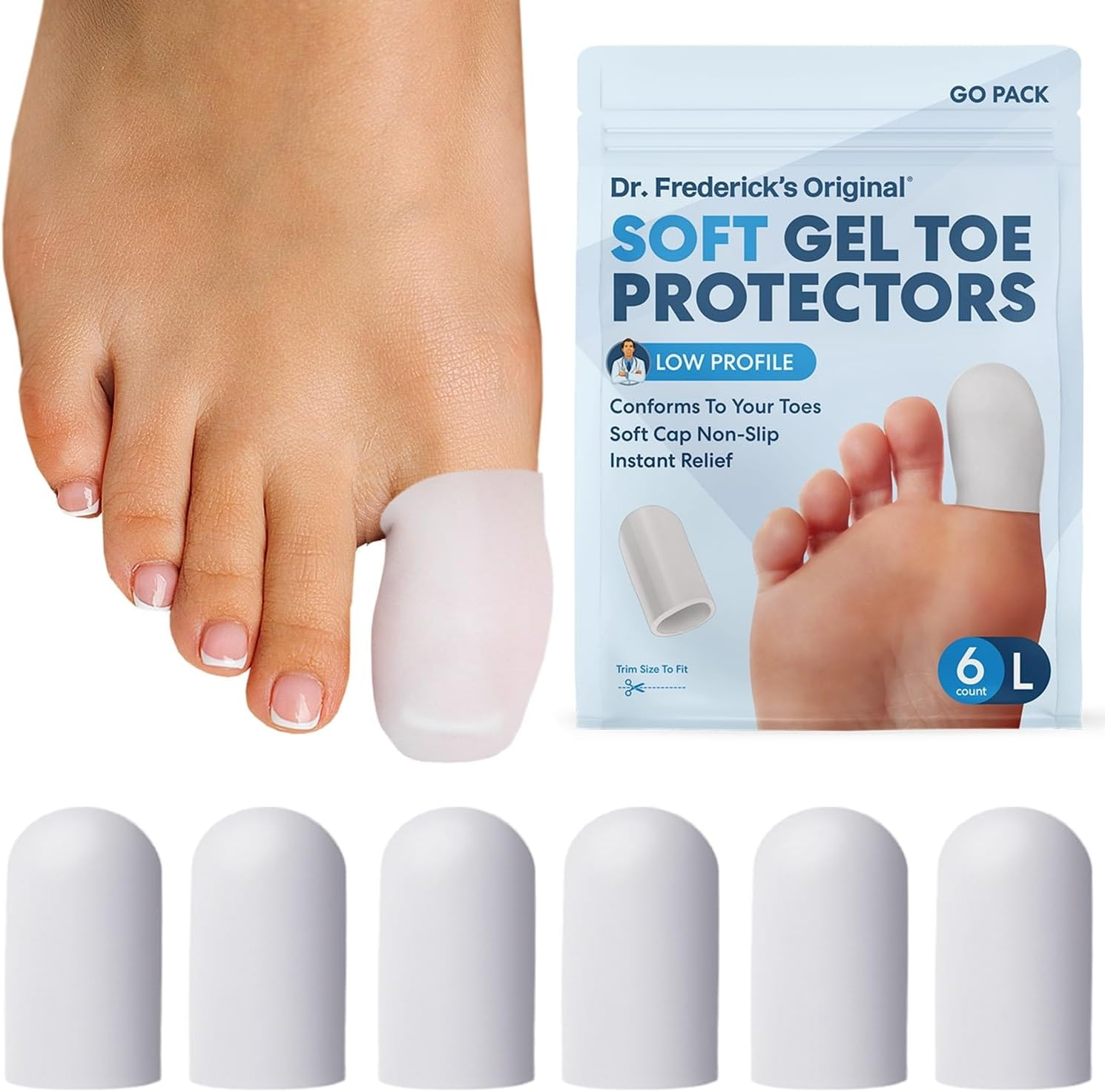 Dr. Frederick'S Original 4 Piece Gel Toe Caps - Prevents Callus & Blistering - for Men and Women image number 4