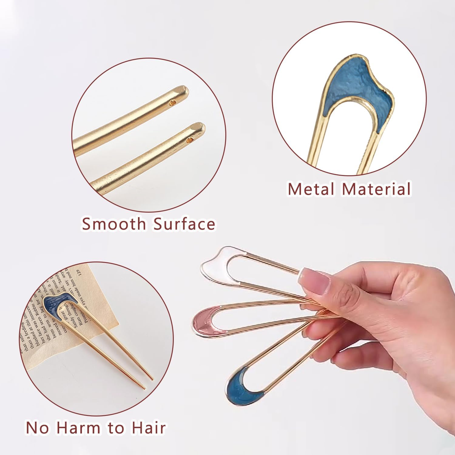 SYEYCW 8 Pcs U-Shaped Hair Pins, French Hair Pin, Metal French Hair Pins for Thick Hair, Simple Everyday Updo Hair Pin, French Twist Hair Pin Fork for Women Girls Hair Types Styling Hair Accessories image number 2