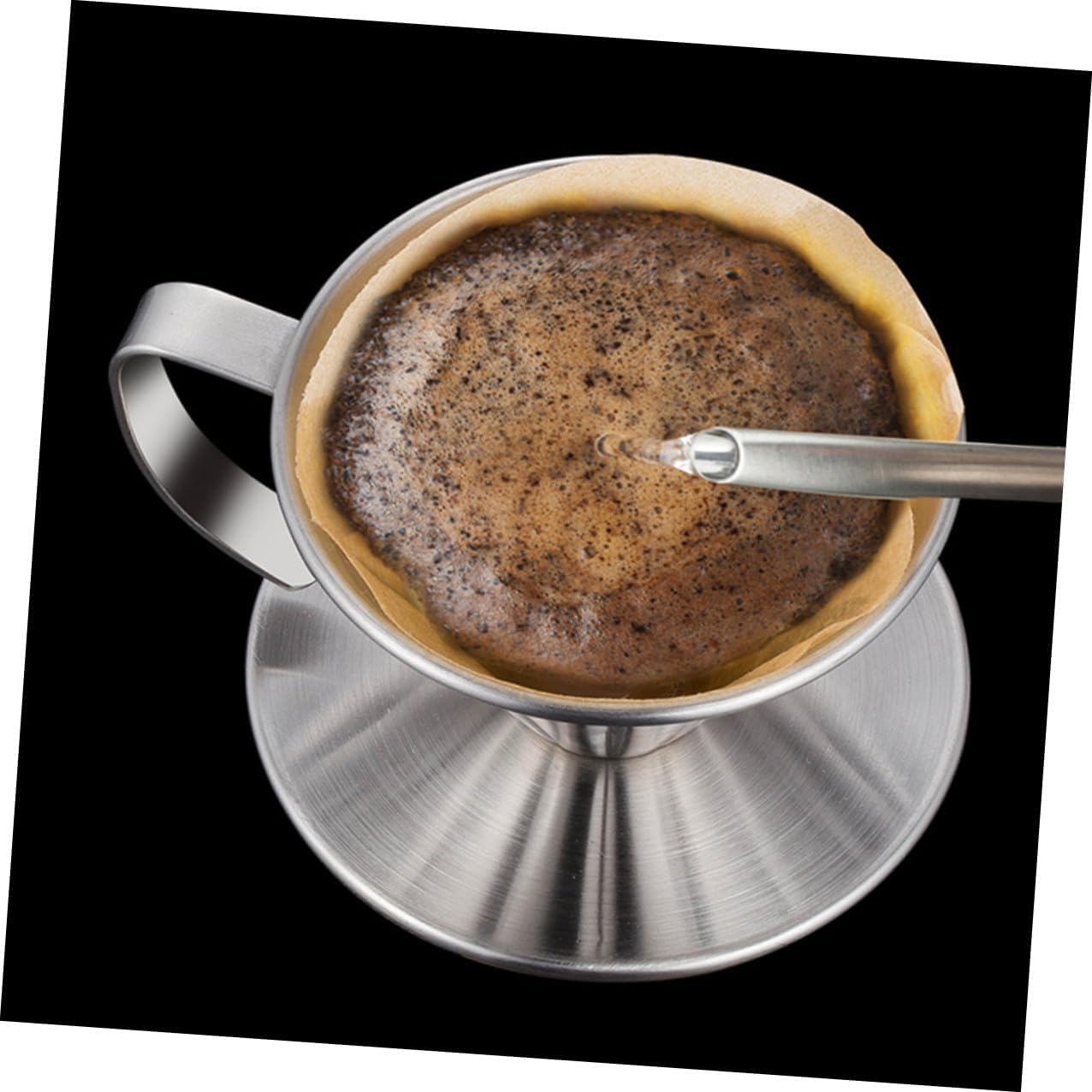 NAMOARLY Stainless Steel Coffee Dripper with Precision Filter Reusable Tea Slag Funnel Home Coffee Funnel for Manual Brewing Easy to Clean and Safe to Use