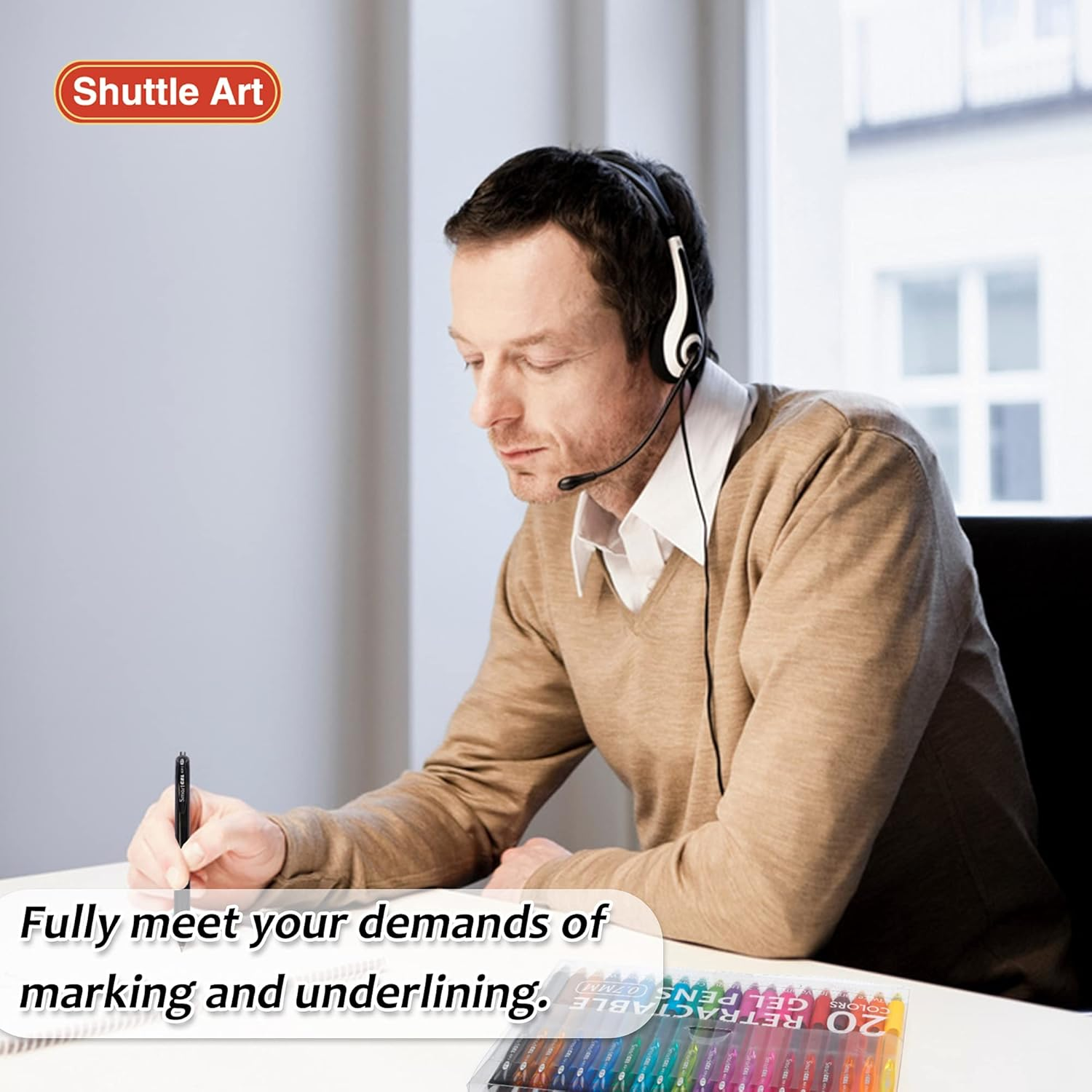 Coloured Gel Pens, Shuttle Art 20 Colours Retractable Gel Ink Pens with Grip, Medium Point (0.7Mm) Smooth Writing for Adults and Kids Writing Journaling Taking Notes Drawing at School Office Home image number 5