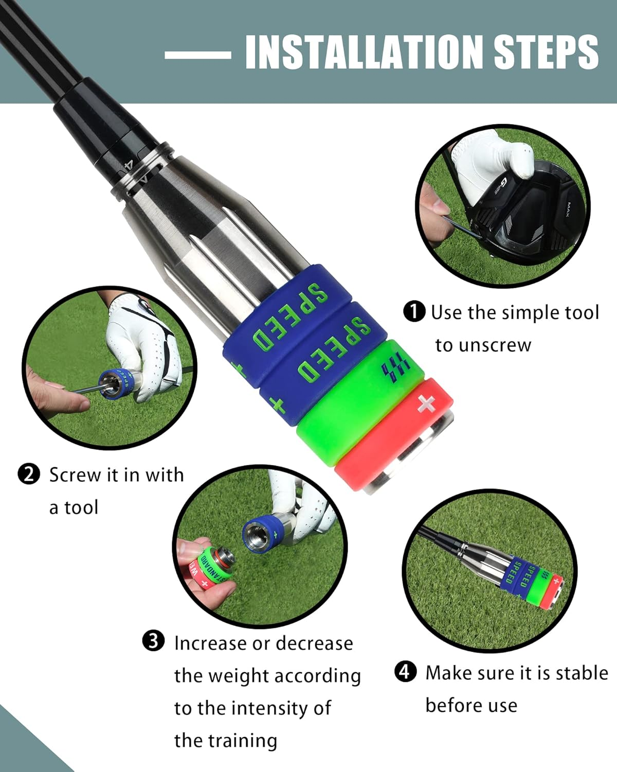 Big Crazy Golf Swing Speed Trainer Adjustable, Golf Training Equipment Three Weight Configuration Options, Golf Tempo Training Aids Connect Your Golf Clubs for Callaway Taylormade Ping Titleist