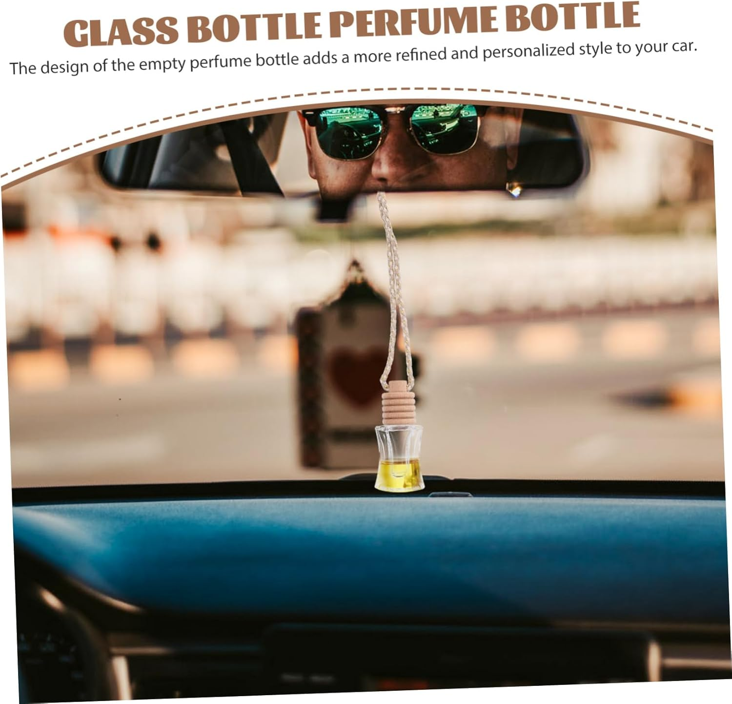 LIFKOME 6Pcs Aromatherapy Essential Oil Pendant Car Hanging Diffuser Bottles Empty Perfume Bottles Glass for Car Air Freshener