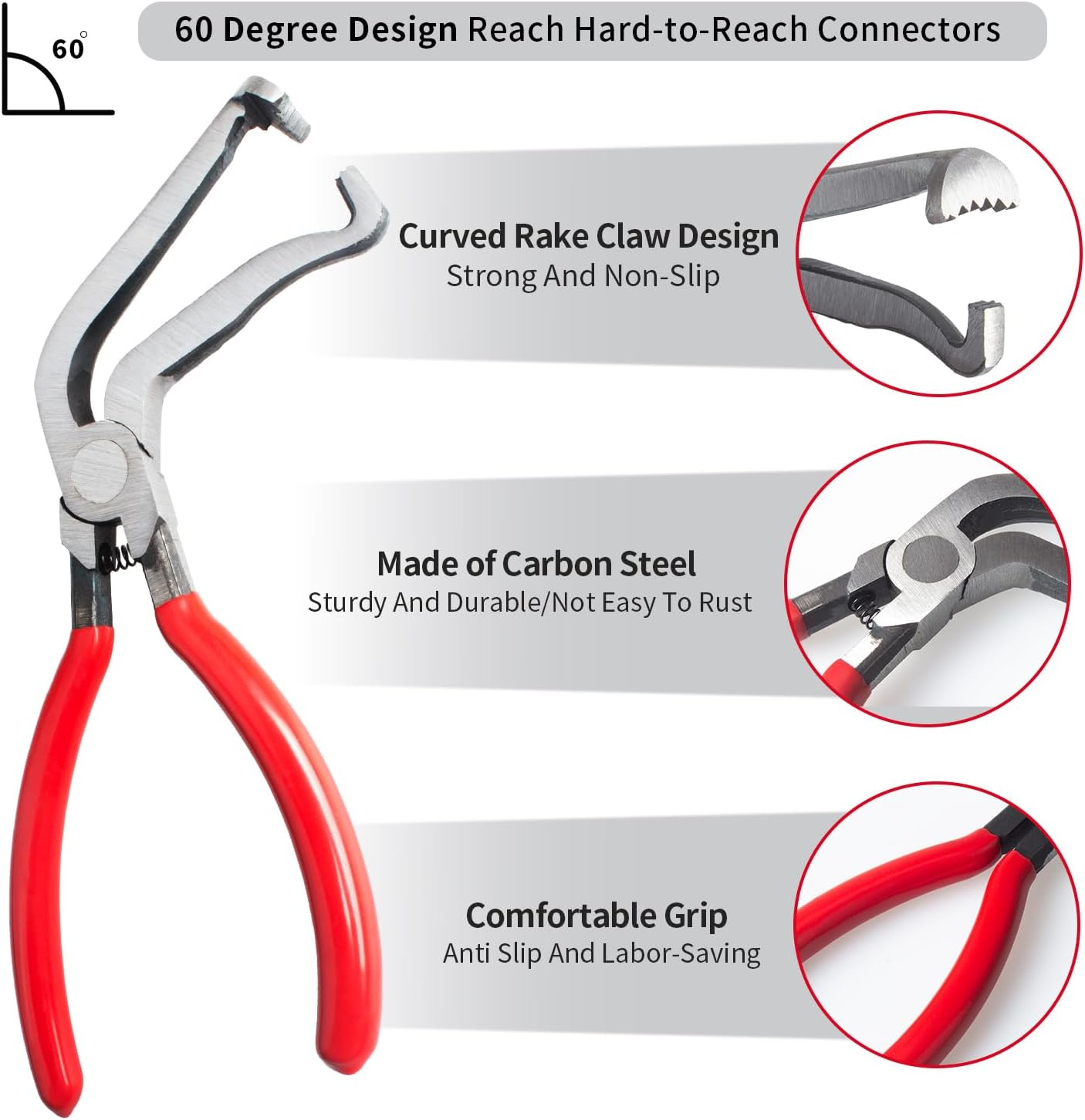 4 Pieces Electrical Disconnect Pliers for Cars, Electrical Connector Separator Tool and Automotive Electrical Connector Disconnect Pliers - Red 2Pcs image number 6