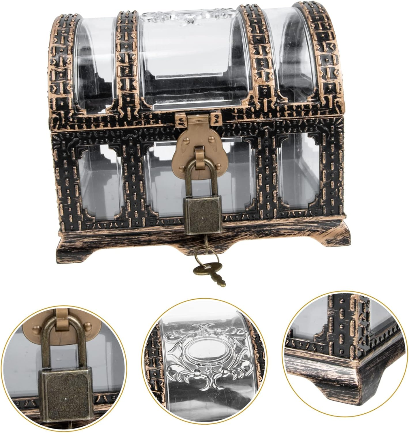 Pirate Treasure Chest Toy Large Vintage Treasure Box for Boy Girl Keepsake Small Jewelry Box Gems and Coins image number 1