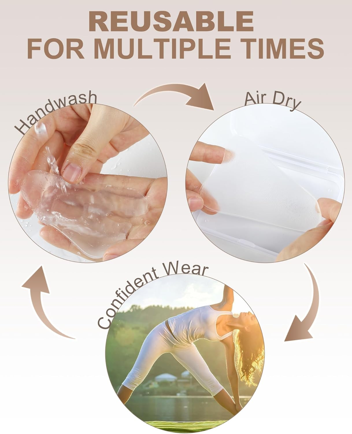 CICKEE Camel Toe Concealer Reusable Silicone Prevention Underwear for Women Cameltoe Hider Cover Insert Pad for Yoga Swimsuit Leggings Activewear Bikini - 3 Pack in Nude 1 Pack in Transparent image number 3