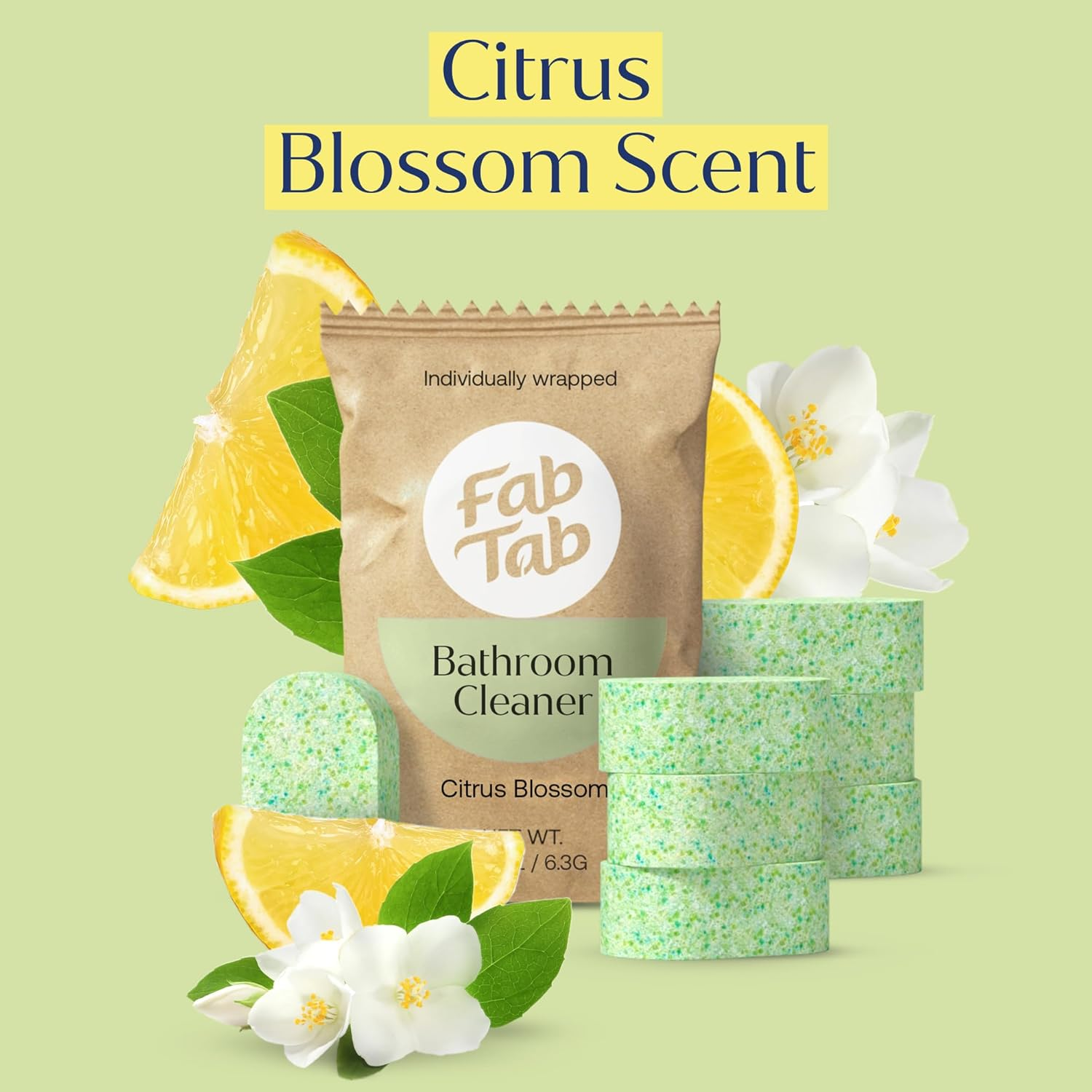 Fab Tab Bathroom Cleaner Starter Kit - Natural Cleaning Products - Household Cleaners - All-Purpose Cleaner Tablets - Plant-Based - Plastic-Free | Citrus Scent | No Harsh Chemicals image number 5