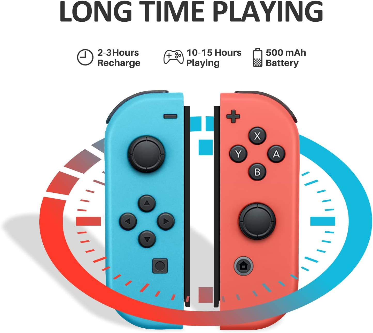 Upgraded Joy Cons for Switch/Lite/Oled, Wireless Replacement for Switch Joycon Support Wake-Up Function and 6-Axis Gyroscope, L/R Switch Controllers Joycon with Wrist Straps (Blue and Red) - Purple And Yellow image number 3
