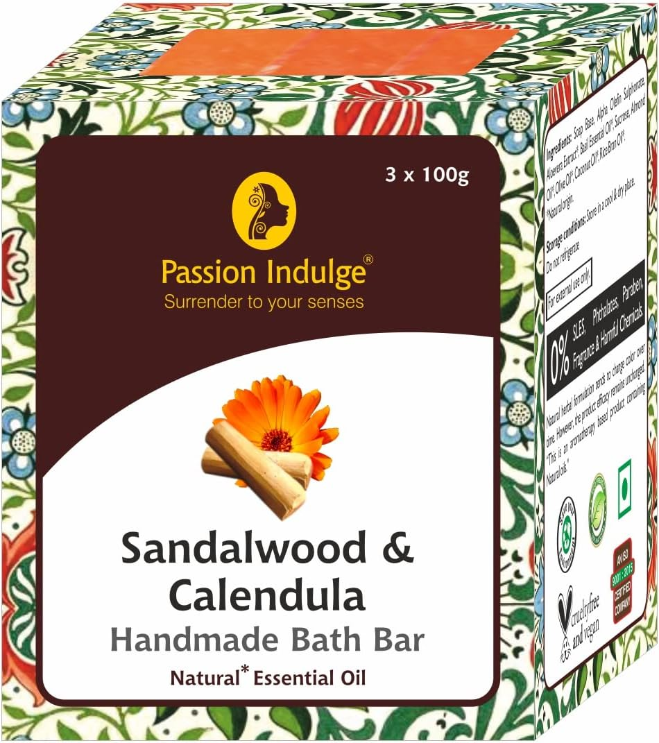 Passion Indulge Combo Handmade Bath Bar Ayurvedic Soap - Sandalwood and Turmeric Soap | Natural Soap | Soap for Men| Soap for Women | Essential Oil Soap | Vegan Soap image number 1
