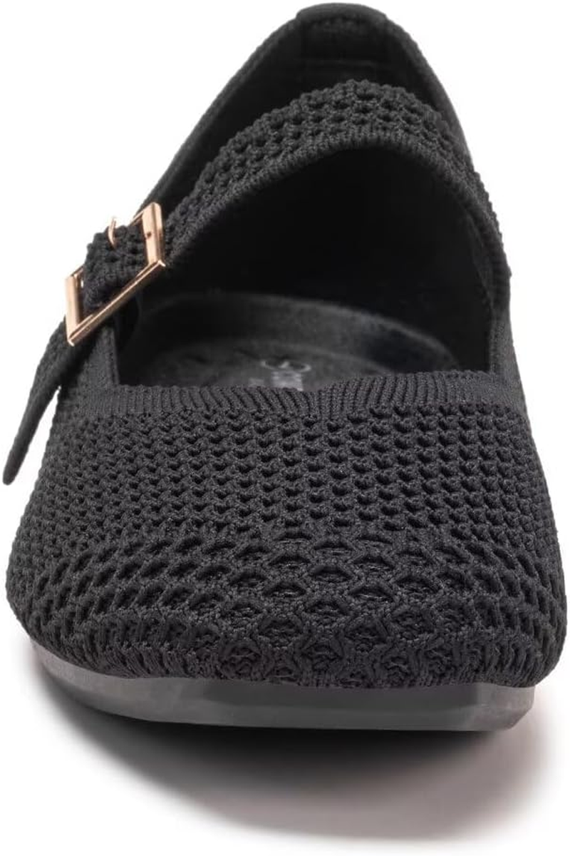 Frank Mully Womens Casual Flat Shoes Square Toe Shoes Knitted Mesh Flat Comfort Work Flat Shoes for Daily Washable image number 6