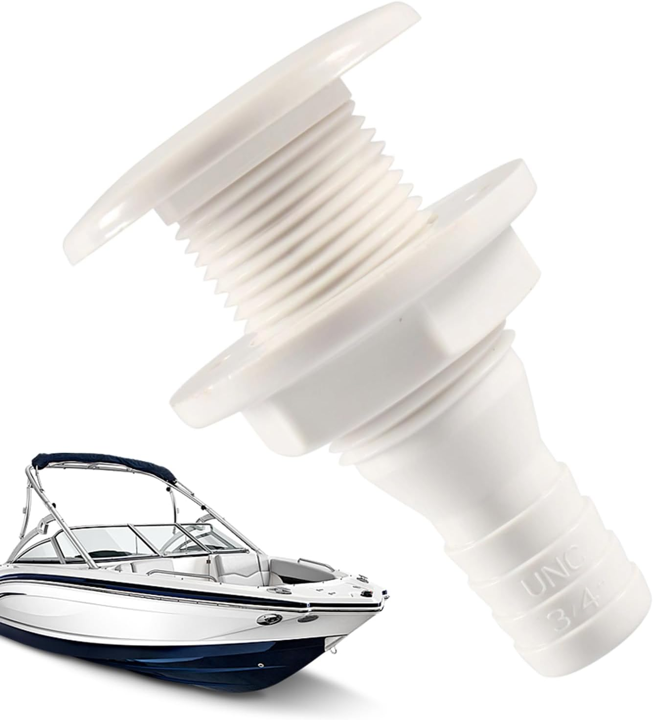 Through Hull Fittings for Boats, Marine Barbed Hose Skin Fitting Drain, Floor Deck Drain for Yachts Kayak Boats Marine Water Bilge Drainage