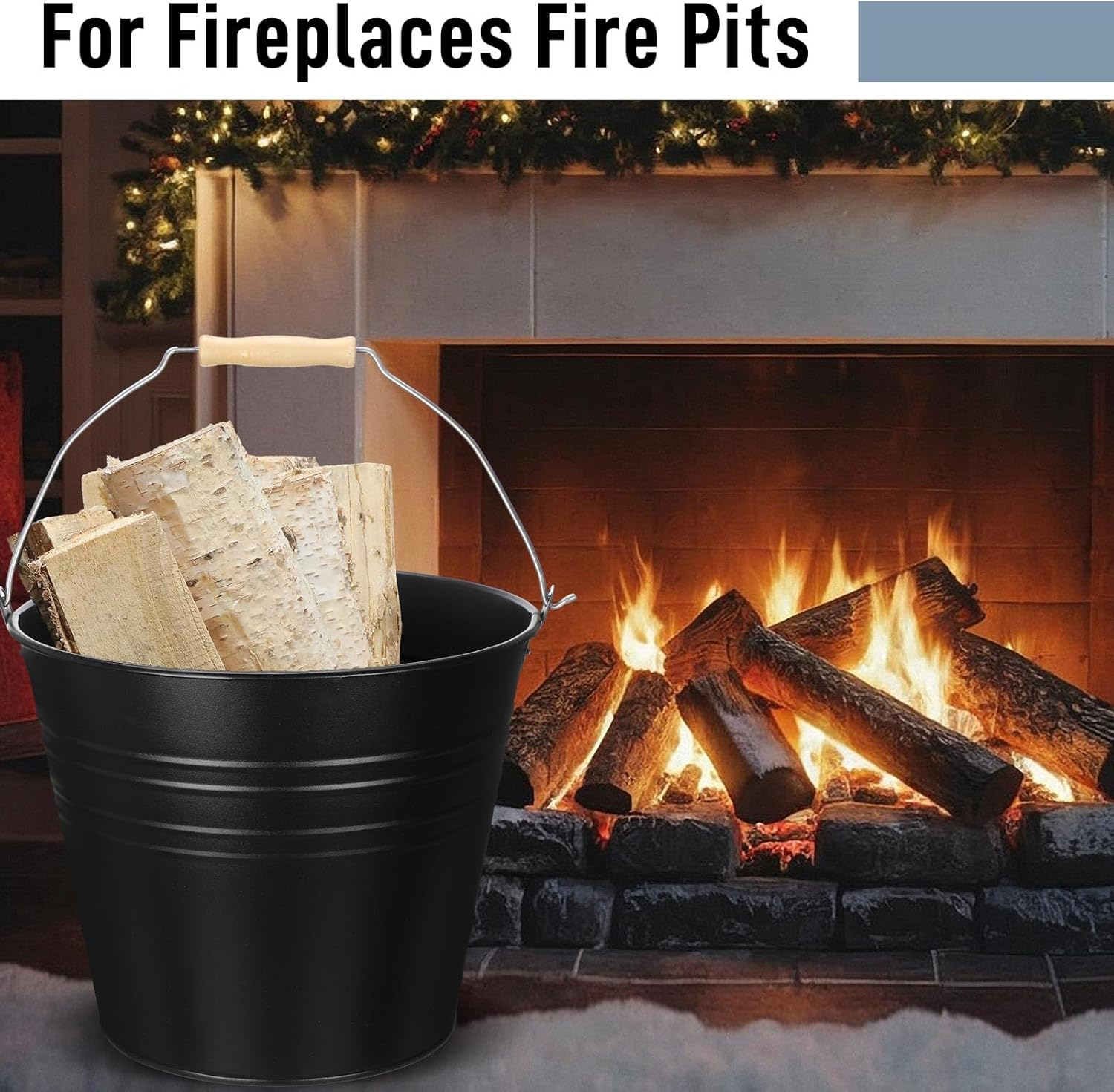LOYIM 2 Pack Ash Bucket with Lid Fireplace Ash Bucket Black Metal Charcoal Bucket Fireplace Tool Ash Can for Fireplaces Fire Pits Hearth Wood Burning Stoves Indoor and Outdoor(3.2 Gallon) image number 4