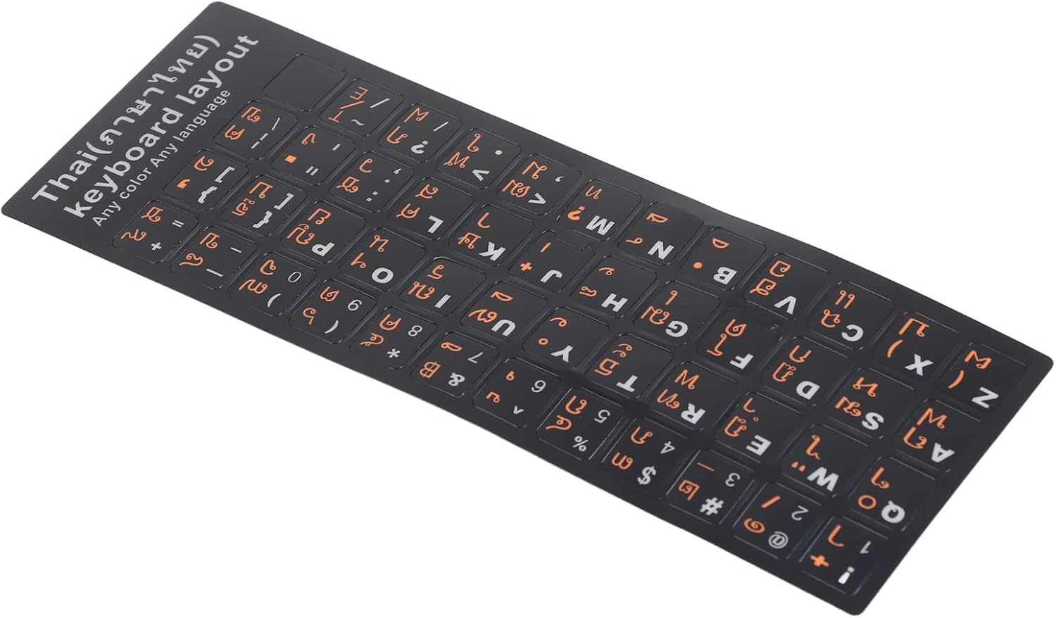 Thai Keyboard Stickers Laptop Keyboard Skins, 15.6In Wear Resistant PVC Frosted Texture, Computer Keyboard Thai Language, Clear Patterns, Bright Colors (Thai Orange image number 1