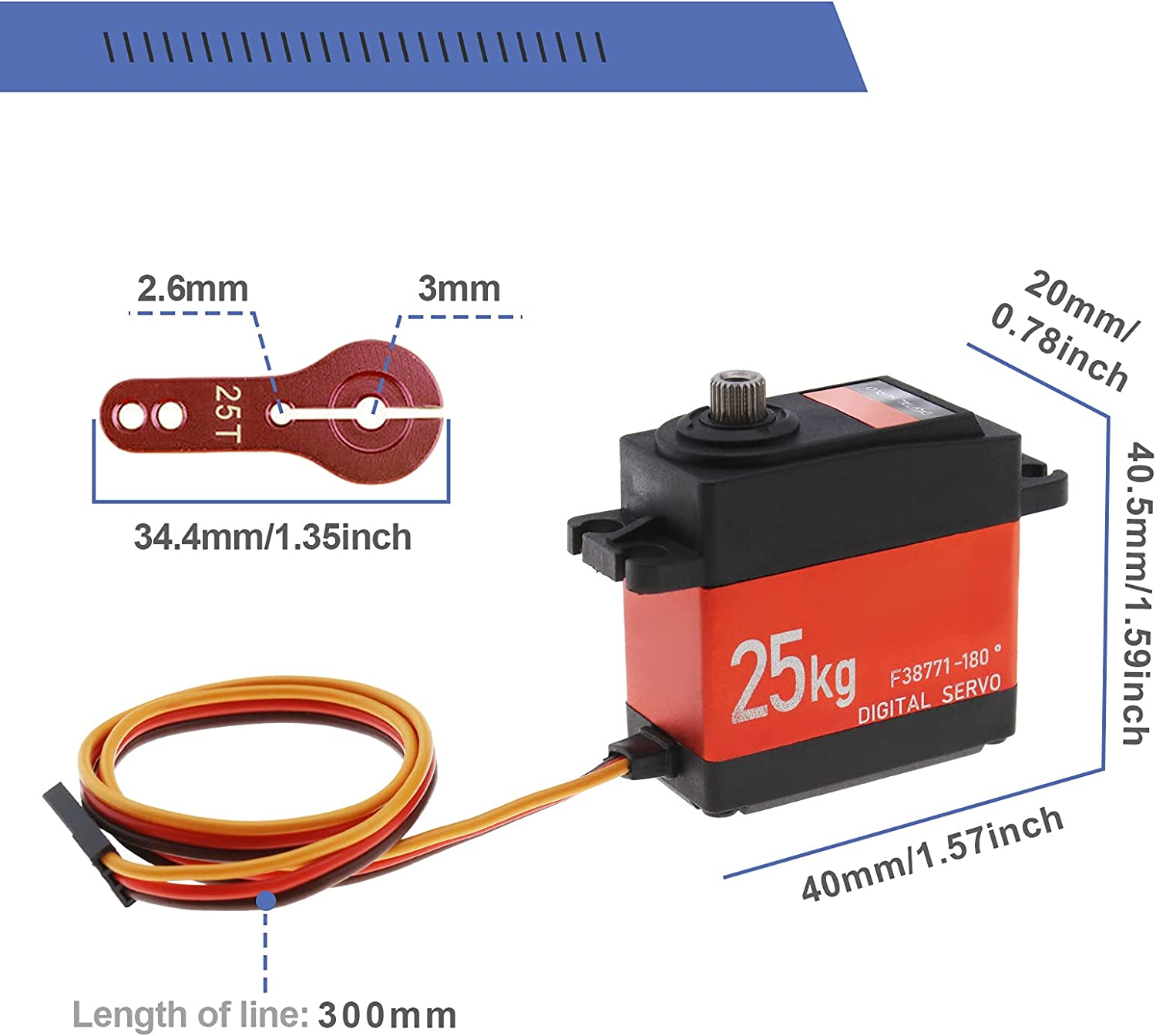 Emsea DS3225 25KG Full Metal Digital Servo 25T Arm Accessories Set for RC Car Robot Waterproof High Torque 180 Rotation image number 3