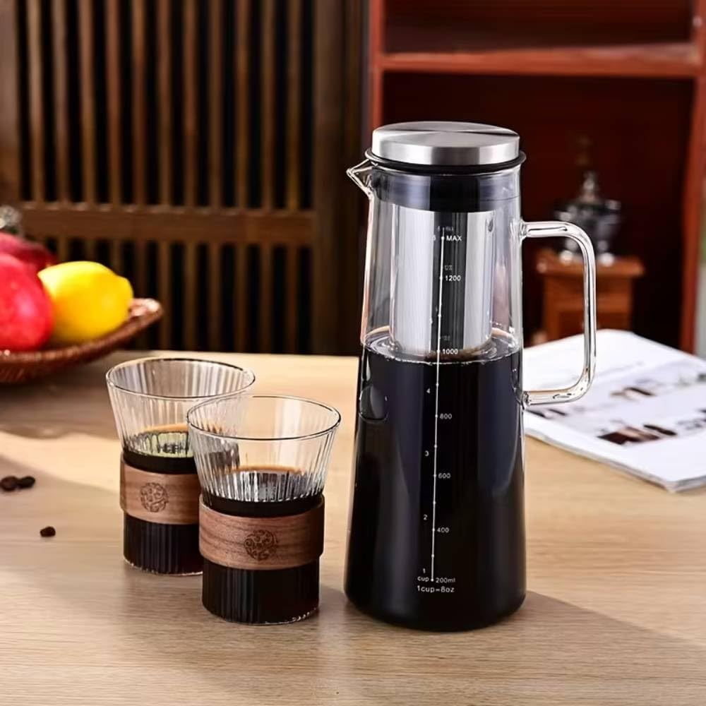 1300Ml Premium Cold Brew Coffee Maker Pot,Borosilicate Glass & Stainless Steel Fine Mesh Filter for Smooth Iced Coffee - Home Barista Essentials (1300Ml) image number 2