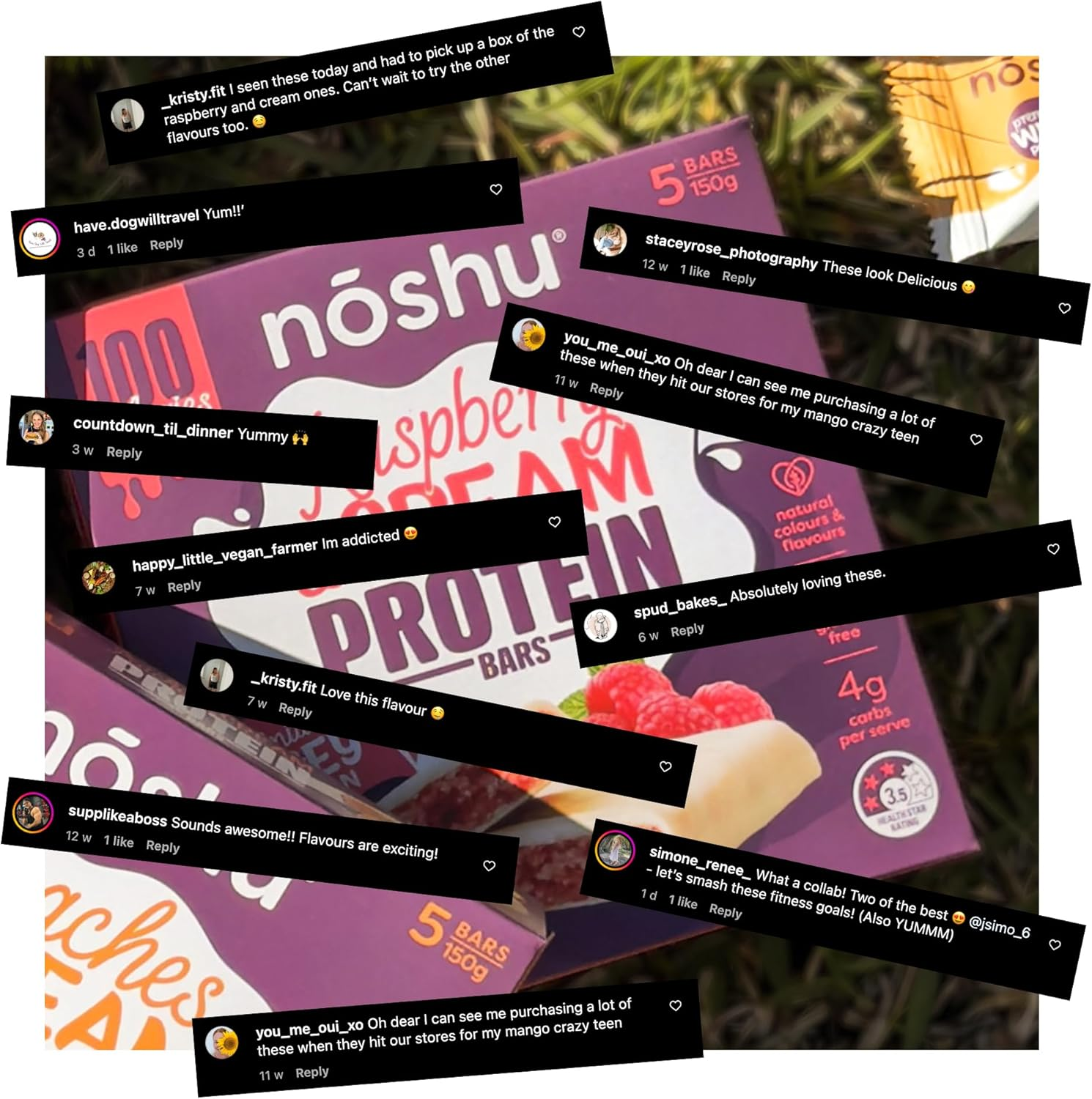 Noshu Raspberry & Cream Protein Bars &ndash; 5 Pack (150G) image number 2