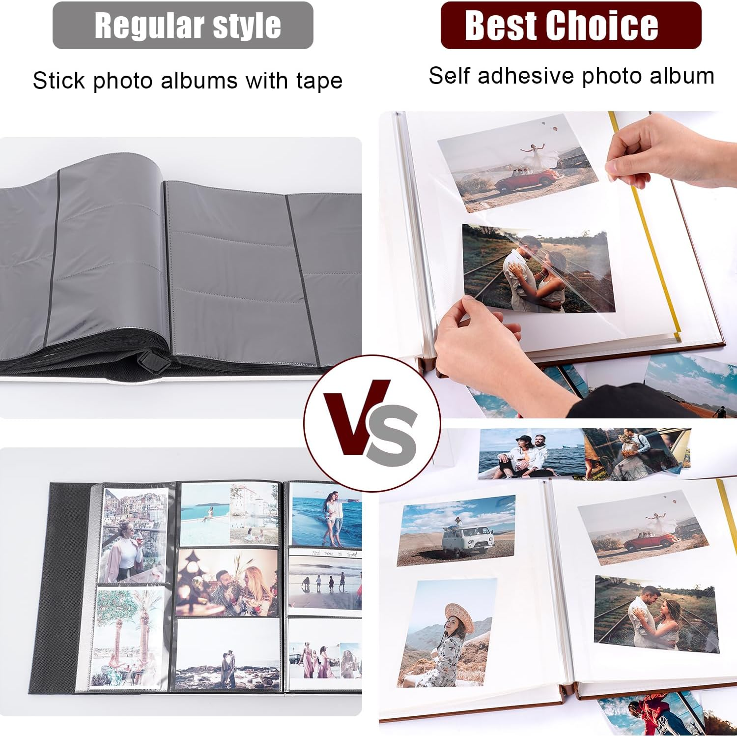 Self Adhesive Large Photo Albums 40 Pages, Our Adventure Book Leather Hardcover Wedding Album, Personalised Photo Scrapbook for Anniversary, Holds 3X5, 4X6, 6X8, 8X10 Photos, Brown image number 6
