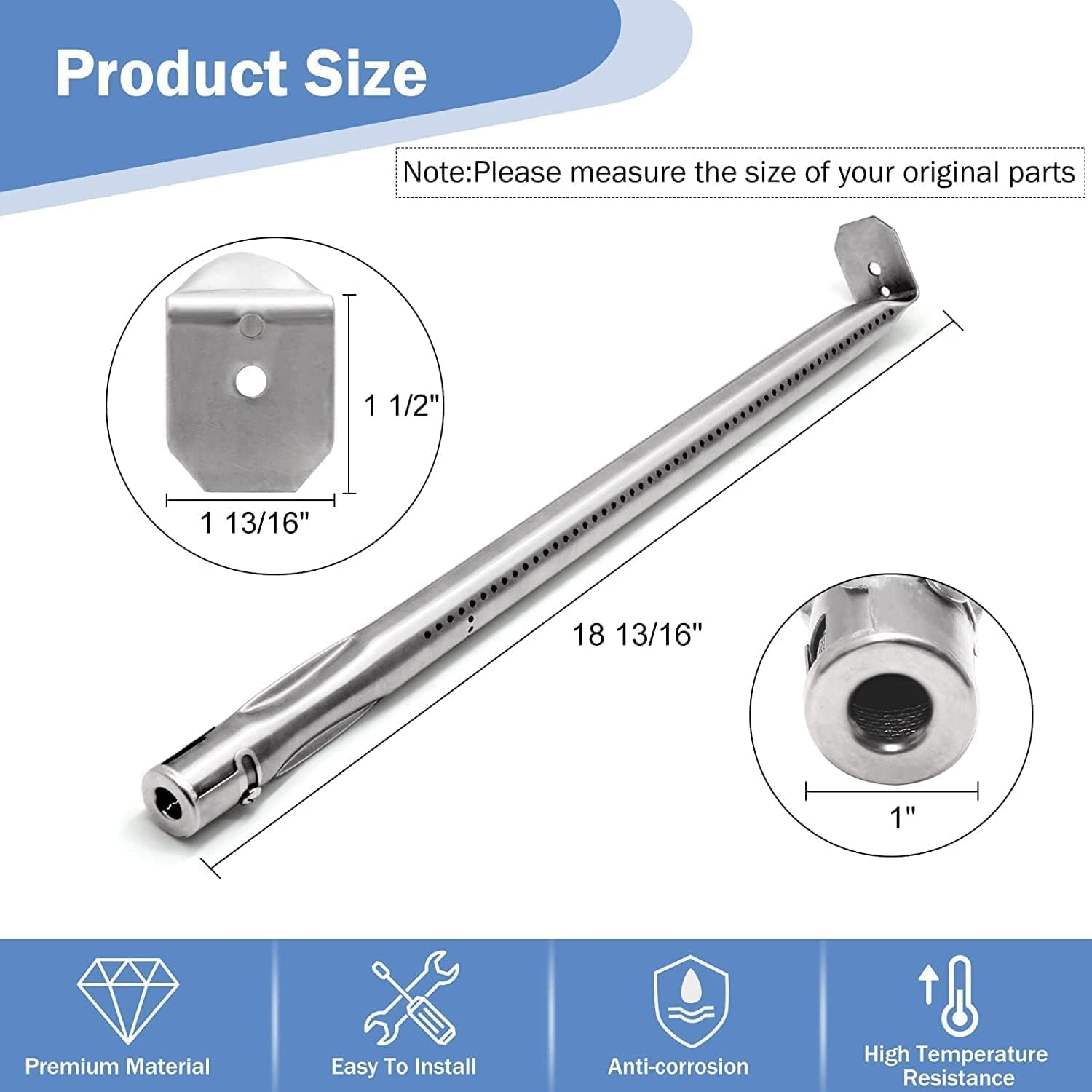 Criditpid Grill Replacement Parts for Napoleon LEX 485, LEX 605, LEX 730 Series, Legend 485, Mirage, Lifestyle Gas Grills, Napoleon S81001 Heat Plate Flame Tamer and Burner for Napoleon Grill Parts image number 2