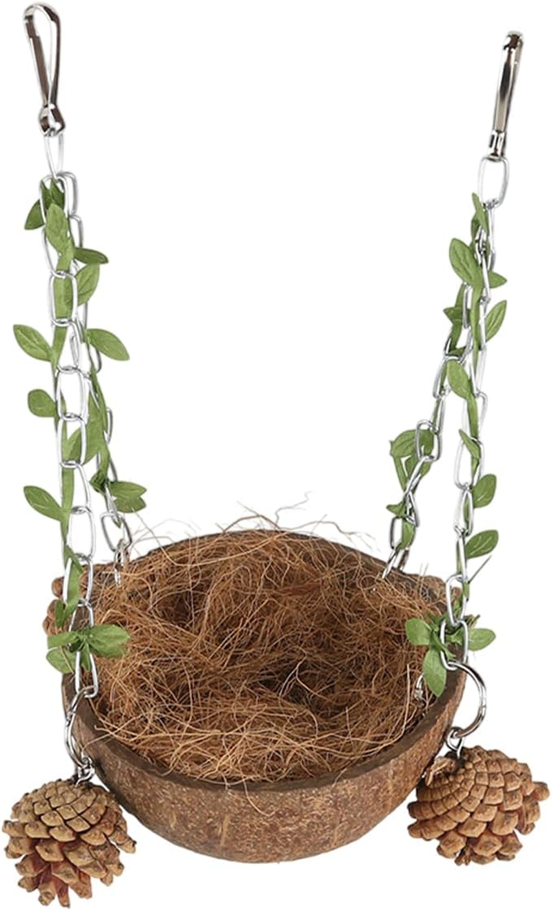 AIMALL Coconut Bird'S Nest Parrot Breeding Box &ndash; Bird&rsquo;S Nest for Parrot Toy, Swing Rings, Suspension Bridge, Hammock, Xuanfeng Budskin, Parrot Toy, Natural Materials image number 4
