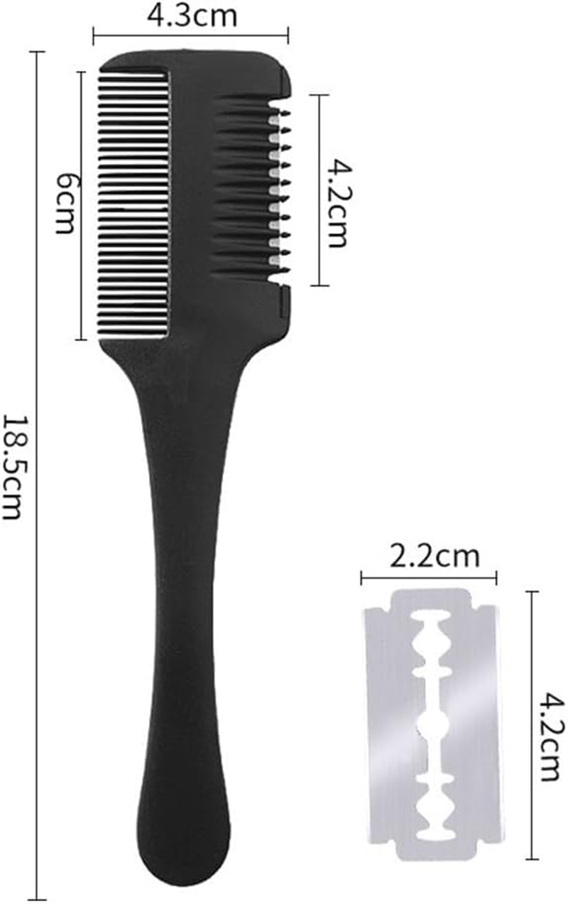 TSUOUKL 22 Pieces Hair Trimmer Comb Thinning Knife, Comb Thinning Hair Cutting Tool, Double Sided Hair Trimmer with 20 Replacement Blades of Hair Adults Children Haircut Home image number 5