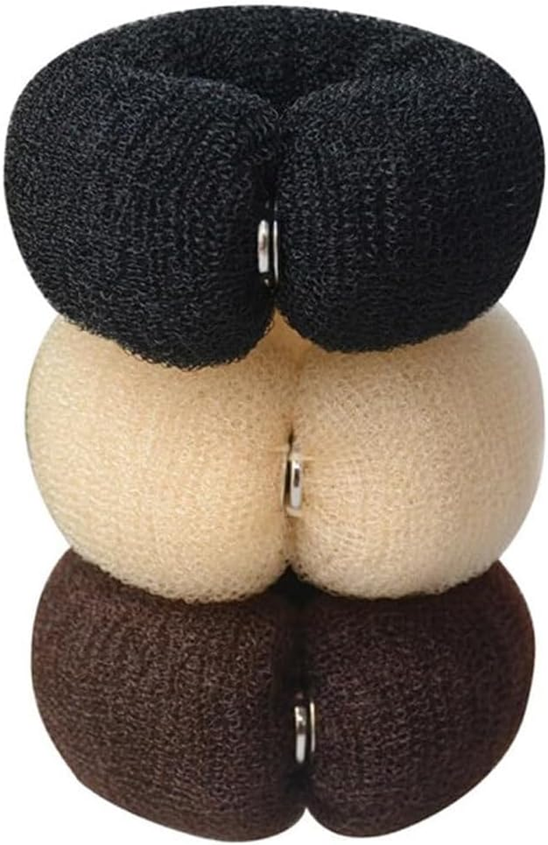 Enwye 3Pcs/Set 20Cmdonut Hair Bun Maker for Women Elastic Nylon Hair Styling Tool Comfortable Long Versatile Accessories 3Color（Off White, Brown, Black） image number 1