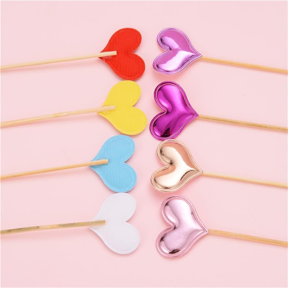 50Pcs Cupcake Toppers Heart Star and Crown Cupcake Picks Mini Cake Toppers Colorful Cake Decoration DIY Dessert Fruits Food Picks Party Decorative Accessories for Birthday Wedding Baby Shower (Heart) image number 3