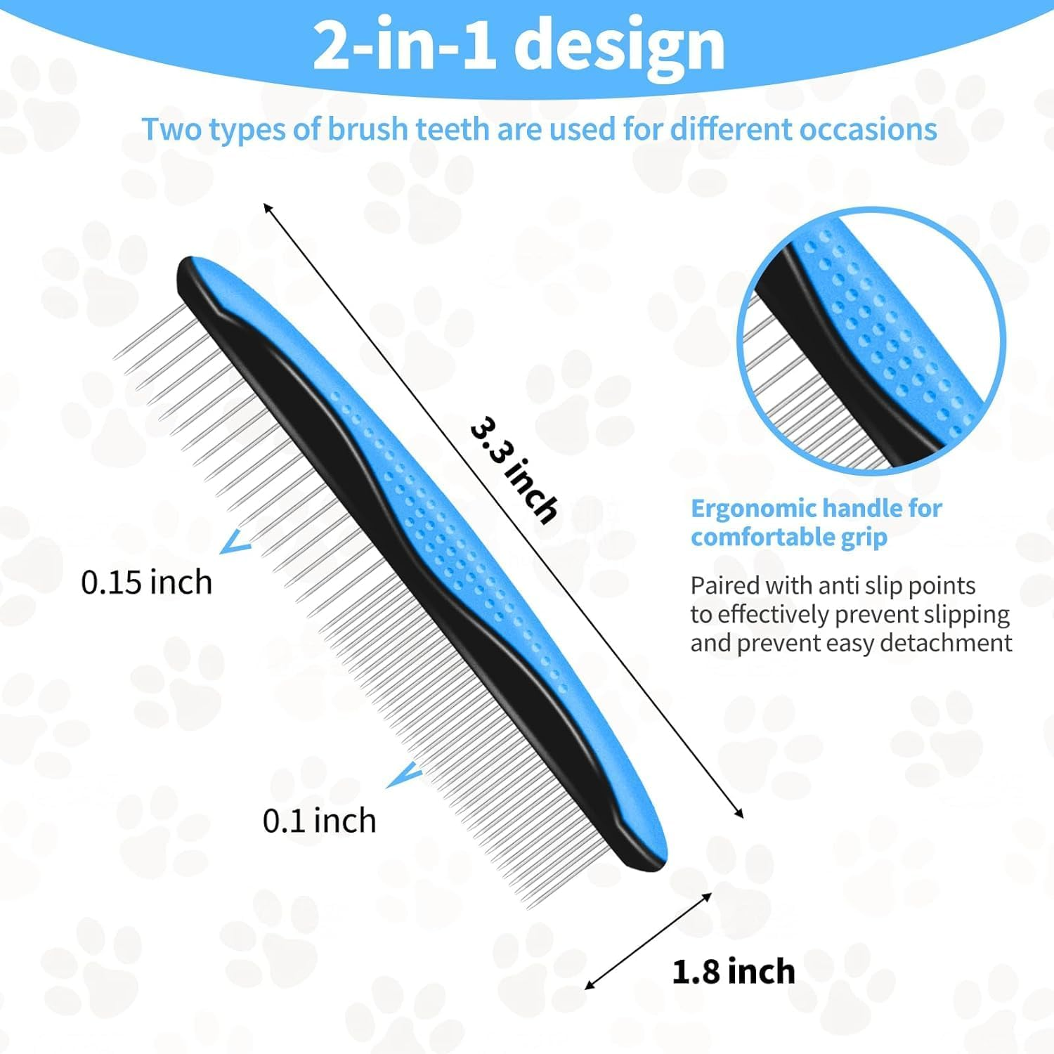 Mumoo Bear Pet Grooming Combo - Blue Deshedding Brush with Metal Comb for Detangling and Dematting Long, Matted Fur on Cats and Dogs image number 3