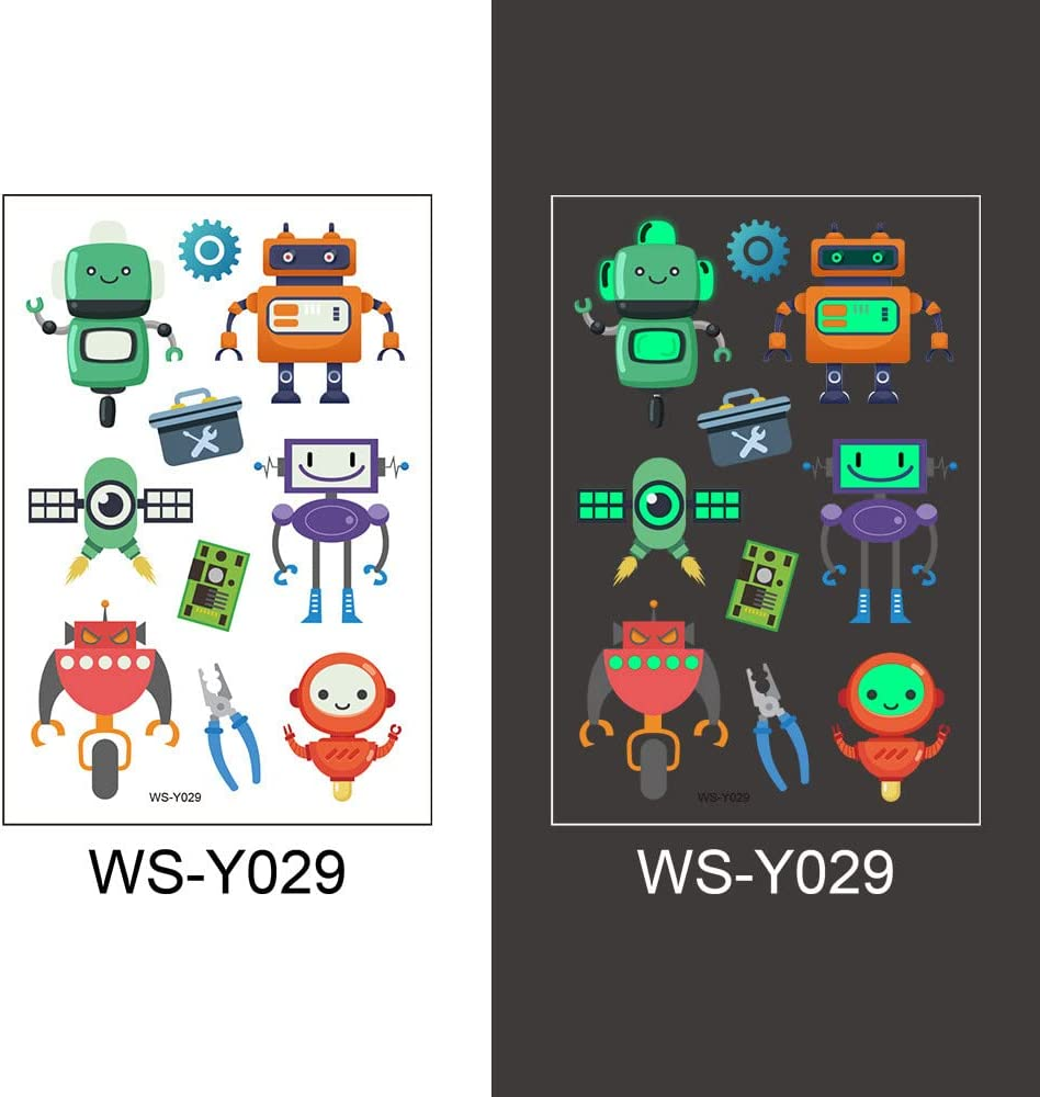 30 Sheets Luminous Tattoo Stickers,Lot Luminous Tattoo Face Temporary Color Unicorn Mermaid Dinosaur Tattoo Child Cute Tattoo Sticker Body Tattoo for Kids image number 1