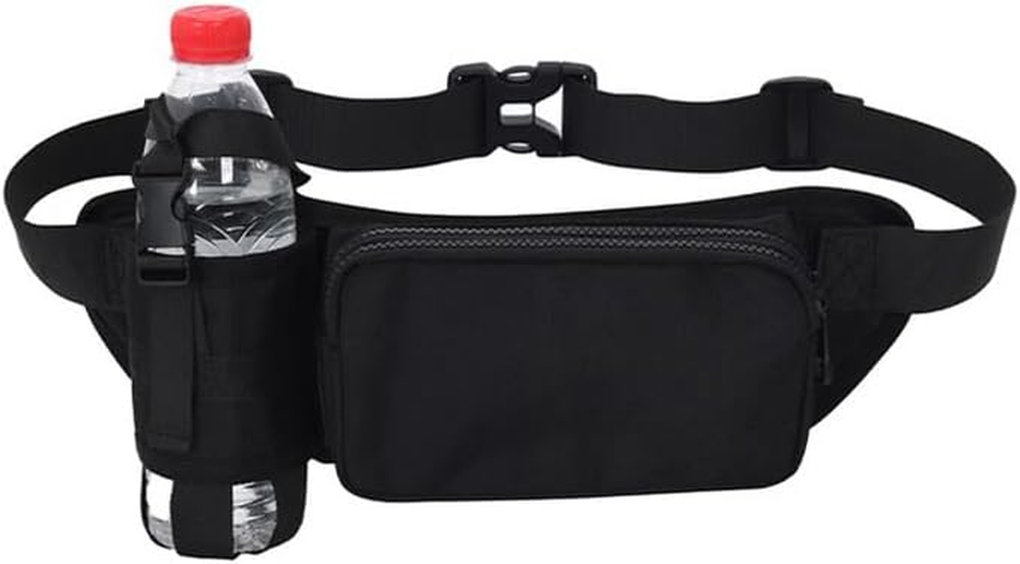 Fanny Pack Waterproof Waist Bag Pack Men Women Hip Bum Bag with Water Bottle Holder Adjustable Strap Suitable for Outdoors Workout Traveling Hiking Cycling Dog Walking Pouch Bag(Black) (Large) image number 2