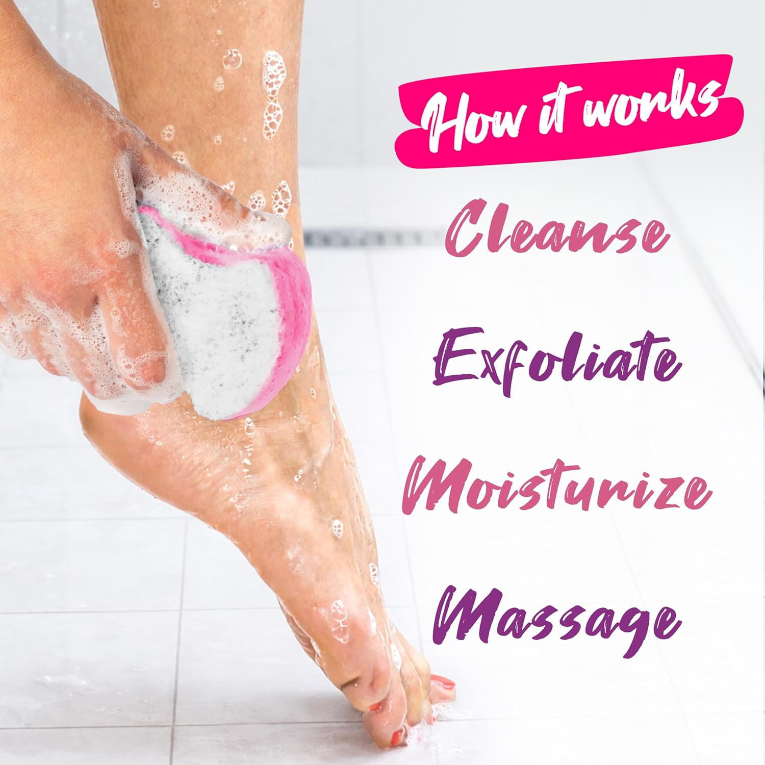 Spongables Pedi Scrub Foot Exfoliating 20+ Wash Sponge, Lavender, 1 Count image number 7