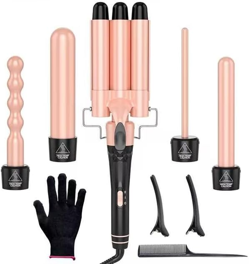 OBVHNUA 5 in 1 Hair Curler Set Hair Curling Wand 9-32Mm Ceramic Curling Iron with PTC Fast Heating 2 Adjustable Temperature Professional Hair Waver with 2M 360&deg; Rotatable Cable and Anti-Scald Glove image number 6