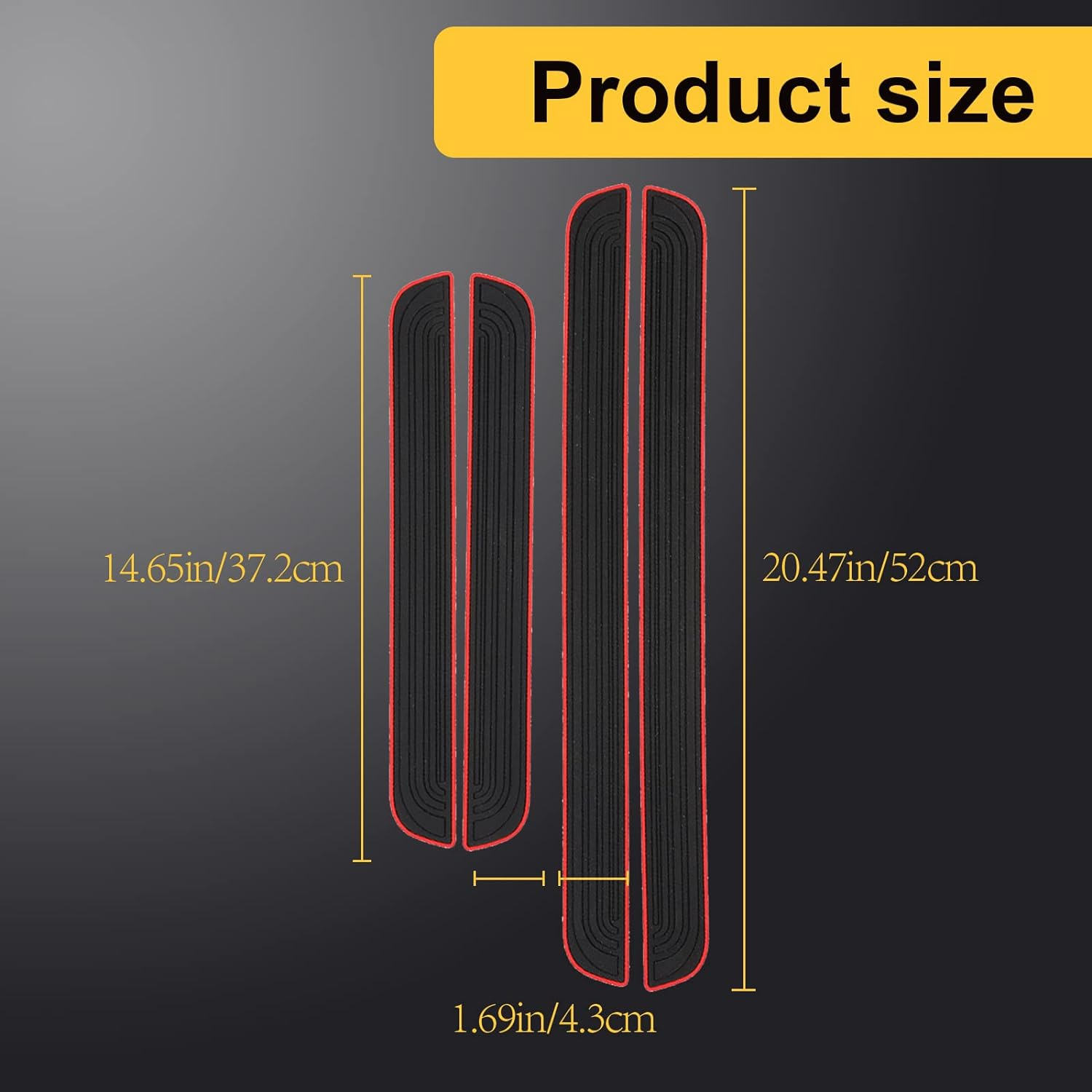 NTNEV 4 Pcs Door Sill Plate Protectors, PVC Soft Rubber Front Rear Entry Guards, Scuff Cover Panel Step Protector, Car Accessories for Most Vehicles (Black Red-Not Pattern) image number 5