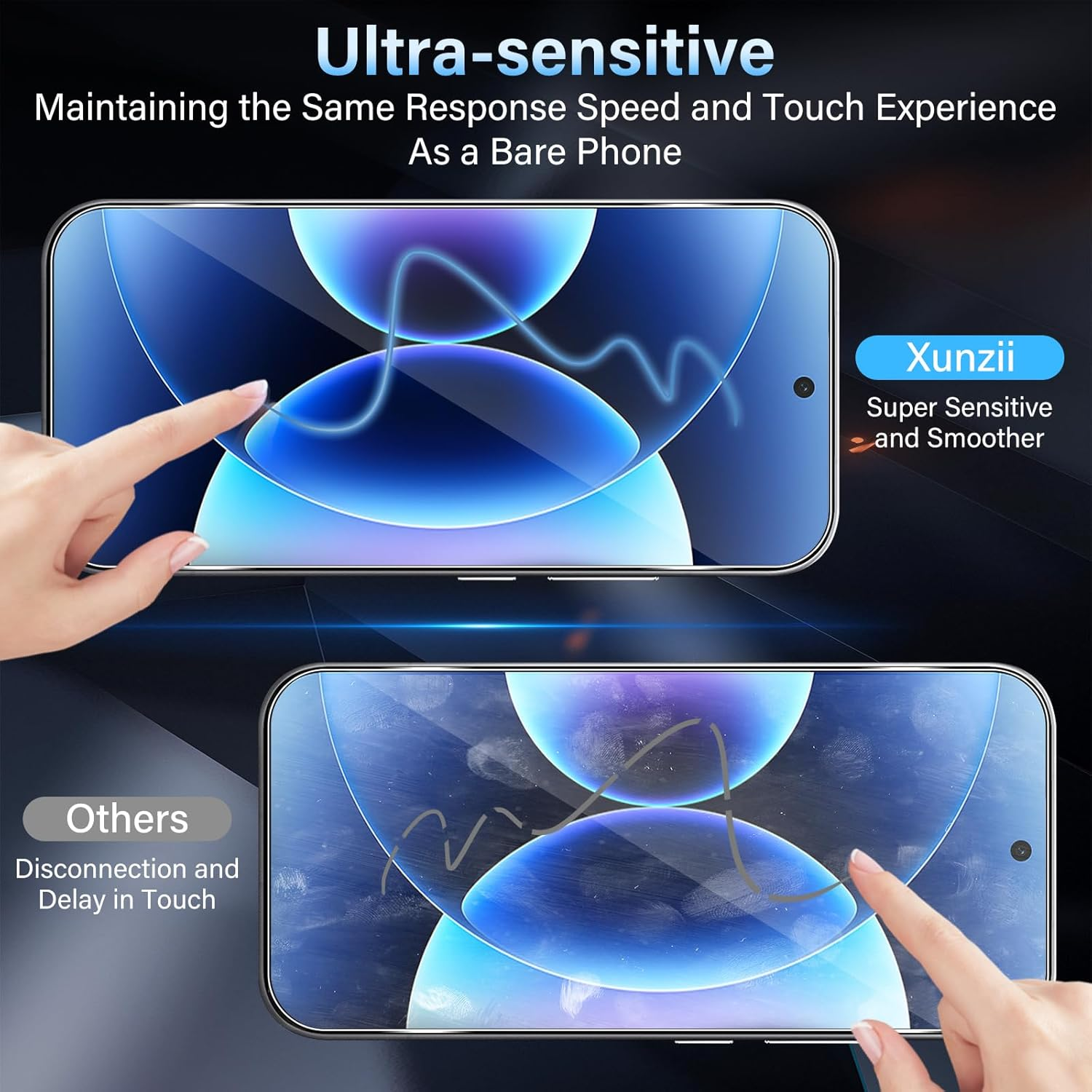 Xunzii Screen Protector for Xiaomi 17 Pro Max for Tempered Glass, Pack of 3 Screen Protectors + 2 Camera Protection + 2 Pieces Rear Protective Glass Glass, 9H Hardness Anti-Scratch Protective Glass image number 5