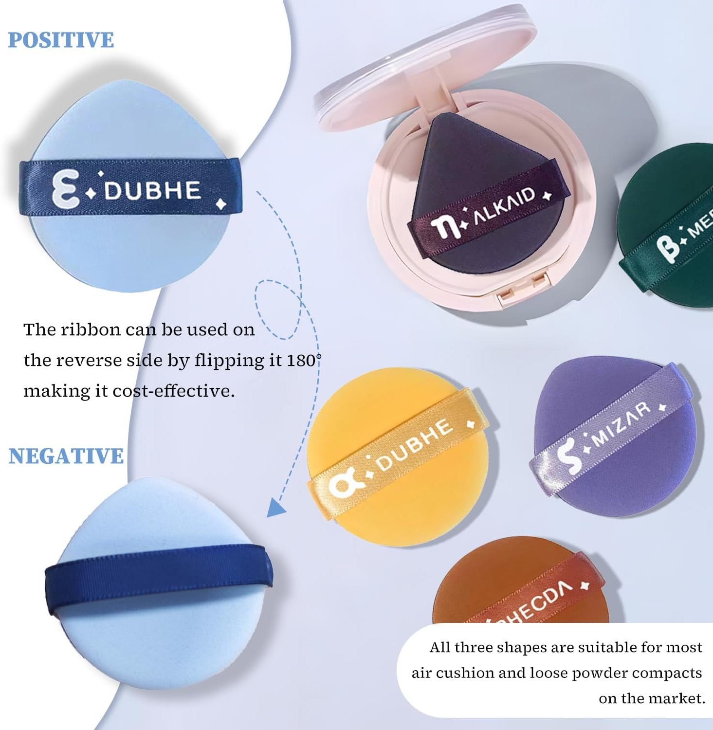 TORMEN 7 Pcs Air Cushion Makeup Sponges,Seven Star Cushion Powder Puff,Latex Free, Multi Shaped Blender Wet & Dry Beauty Tool Set,Suitable for All Cosmetics Foundation, BB Cream, Blush, Powder (Mixed)