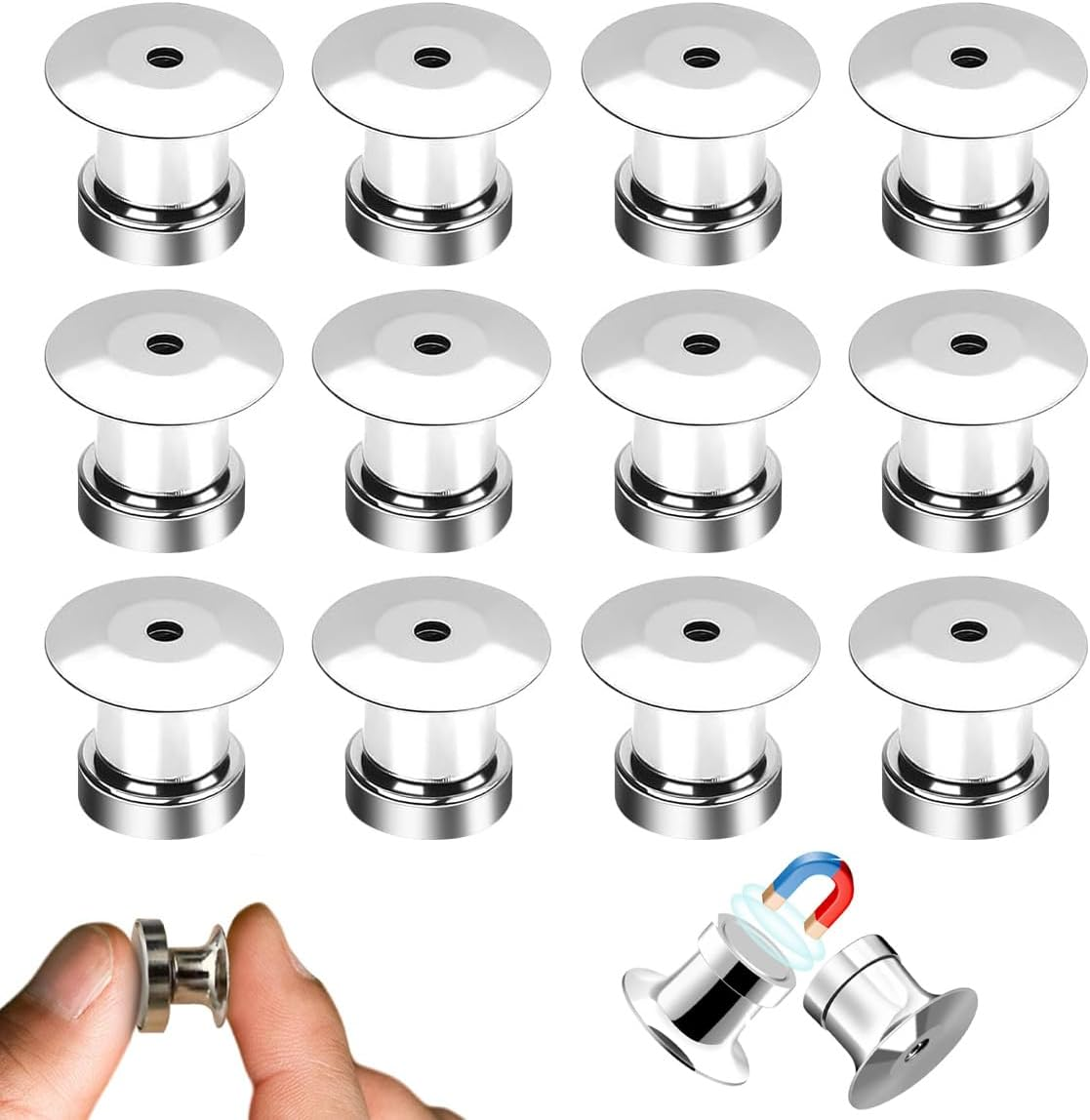 12 Silver Magnetic Pin Backs Convert Enamel Pins to Fridge Magnetic Board Metal Pin Backs Locking Clasp with Magnet for Backpacks DIY Crafts Brooches image number 6
