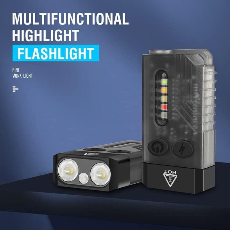 Vortex V10 EDC Flashlight with Red UV Blue Green Yellow White Light Emergency Signals Fluorescent Powerful 1000Lm Rechargeable Mini Pocket LED Keychain Flashlight Usb-Type C IPX4 Magnetic End