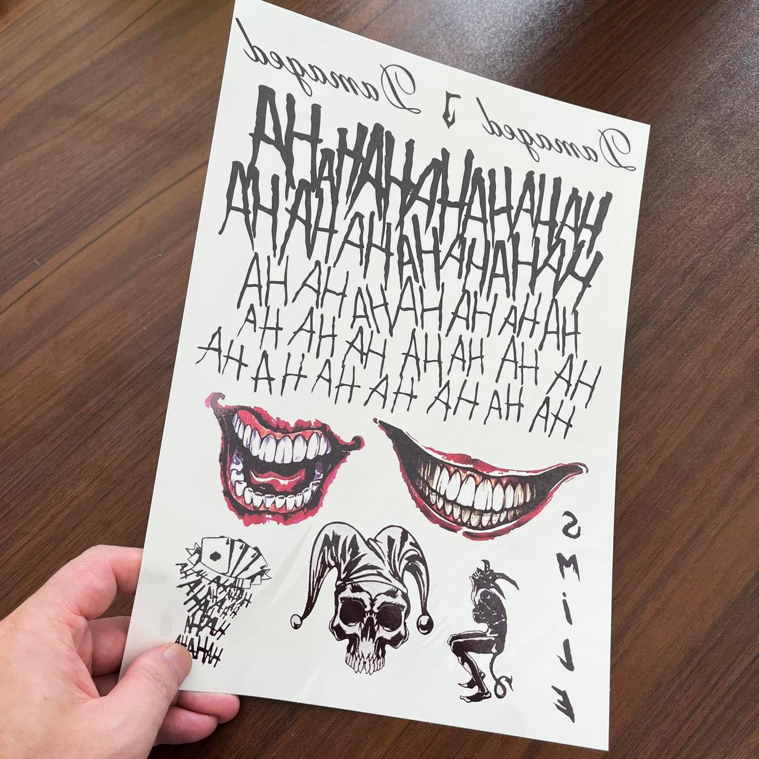 6 Sheets PADOUN HQ & Joker Temporary Tattoo Stickers, Fake Joker Temporary Tattoo Stickers and Suicide Squad Harley Quinn Tattoos Full Body Bundle for Costume Cosplay Party Accessory image number 2