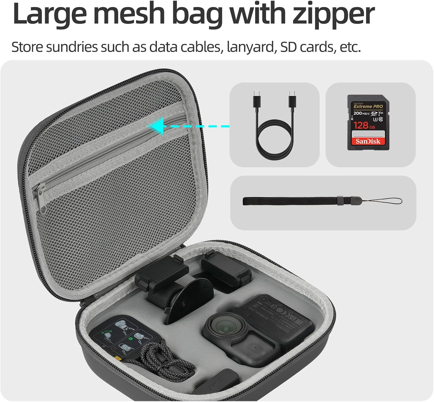 Protective Carrying Case for DJI Osmo Nano Standard Combo, Portable PU Protective Carry Bag Travel Storage Bag Protective Cover for DJI Osmo Nano Action Camera Accessories (Black) image number 5