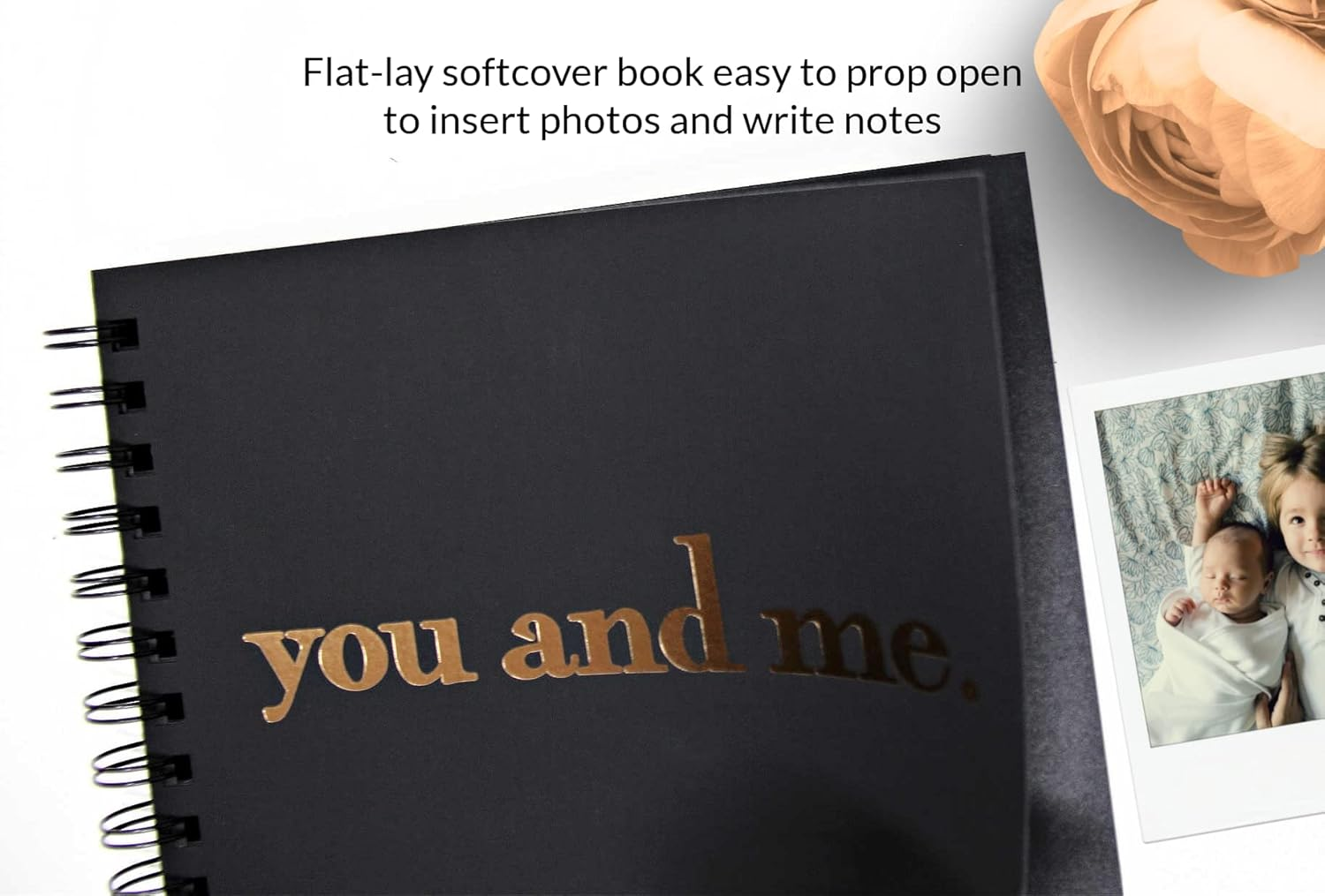 Mod La Vie You and Me Mini-Photo Album Scrapbook. Embossed Gold Foil, 6'' X 7.5'' 90 Blank Pages, Softcover, Keepsake Friendship Album, Best Friend Polaroid Instax Scrapbook (Bk/Go) image number 2