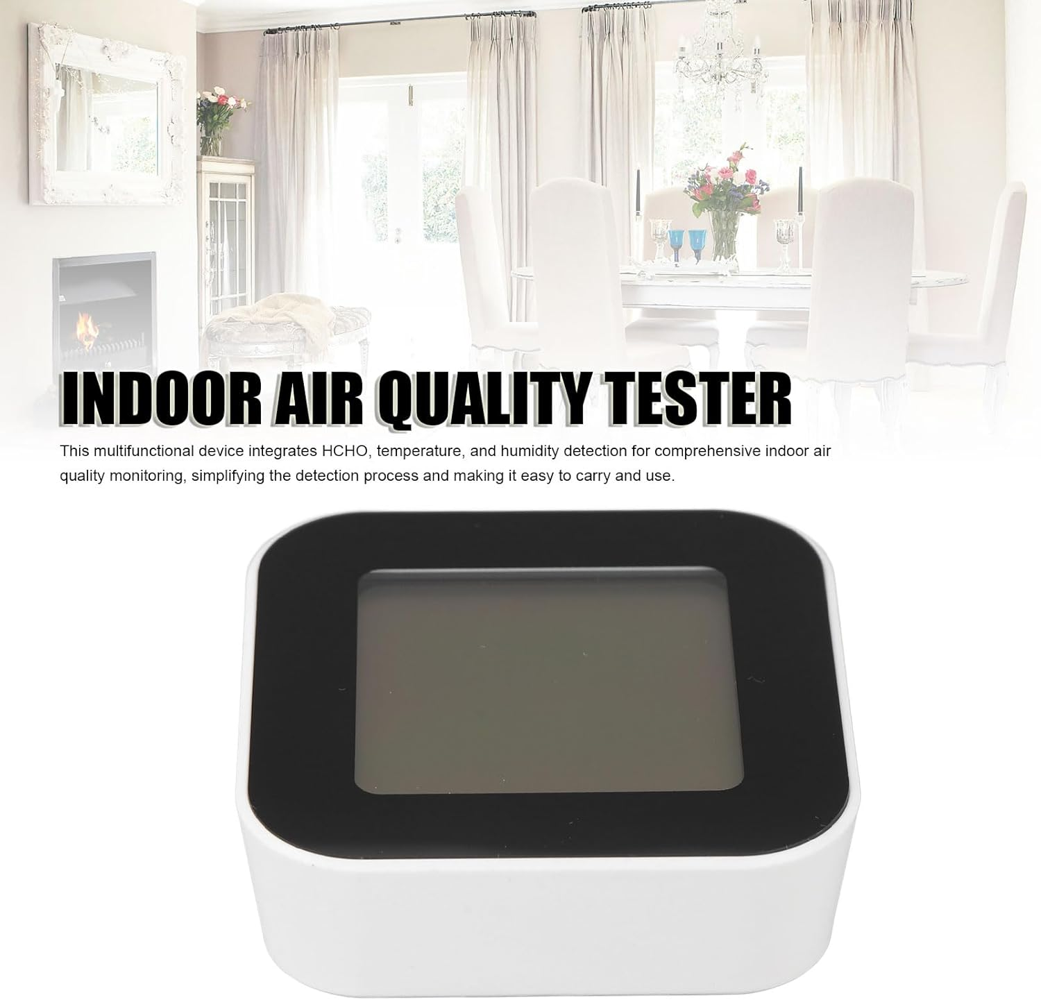 Air Quality Tester HCHO Temperature Humidity Detector Large Display Portable for Home Office Classroom Indoor Air Quality Tester High Accuracy Sensor