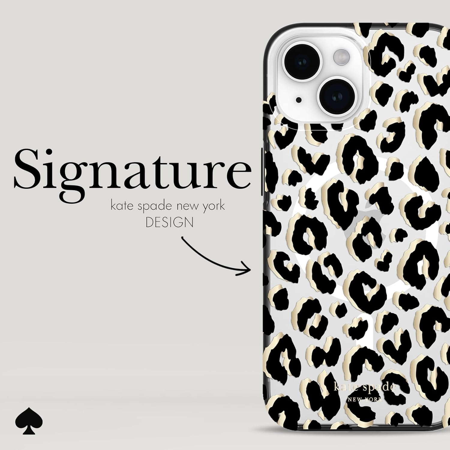 Kate Spade New York Iphone 15 Case/Iphone 14 Case/Iphone 13 Case, Compatible with Magsafe - City Leopard Black image number 6