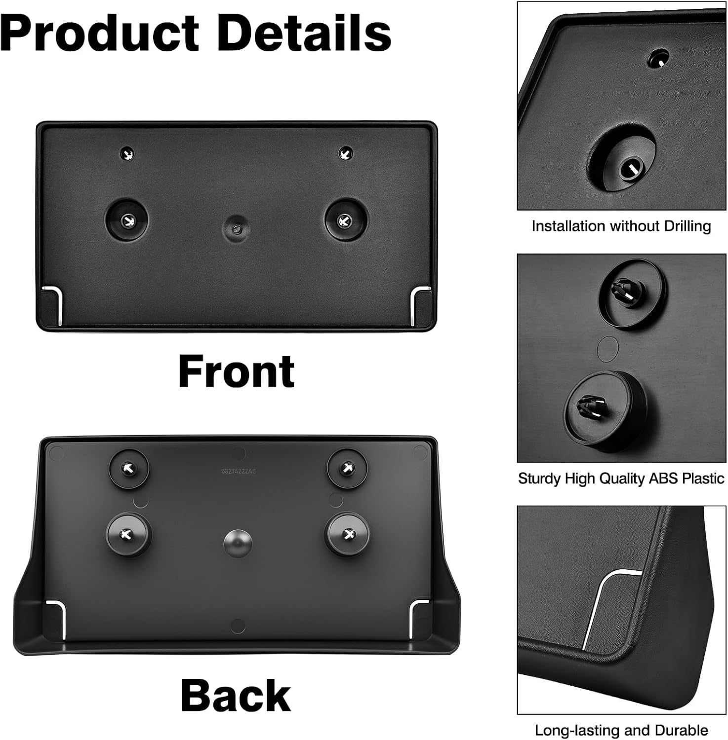 Baceyong Front License Plate Bracket Compatible with Dodge Compatible with RAM 1500 2019-2022 Front License Plate Bracket Part Number: 68274215AE, CH1068151, 15653775, 68274215AD image number 5