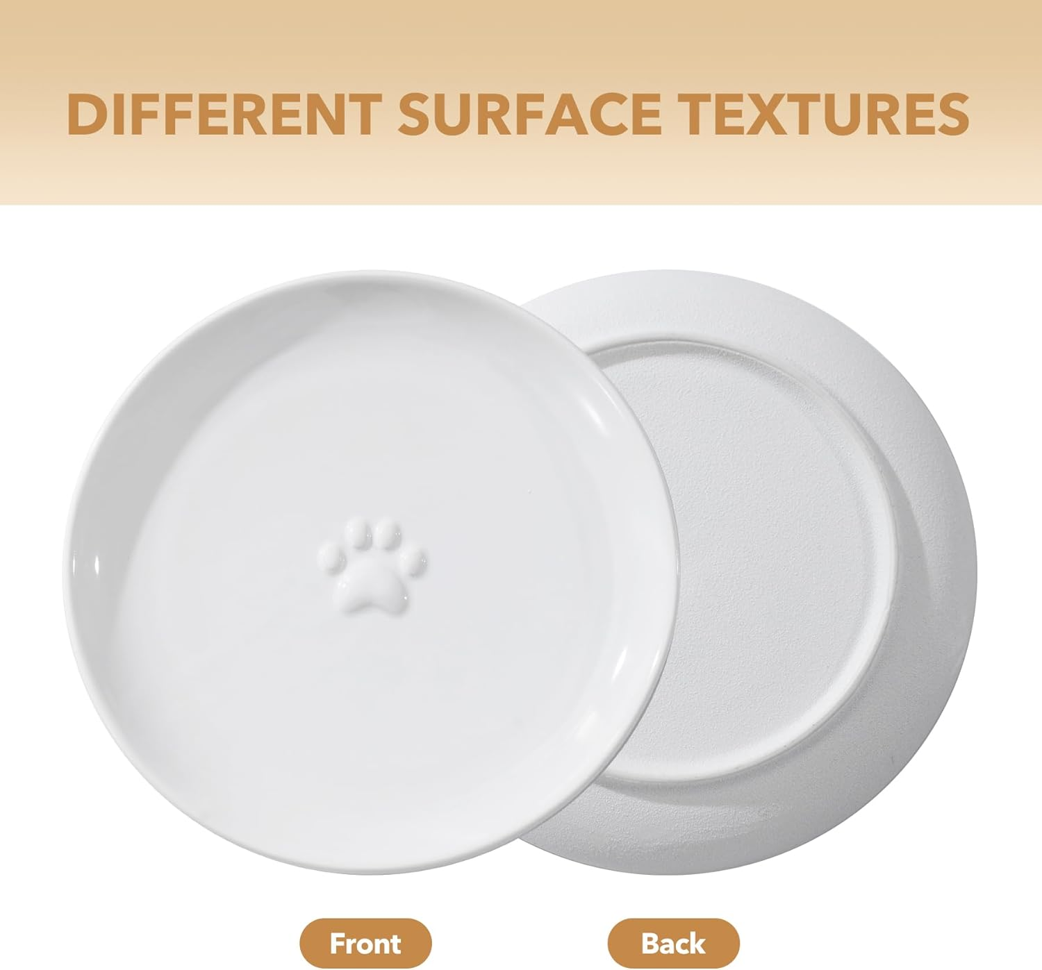 Havniva Raised Ceramics Wide Whisker Friendly Cat Dishes, Food& Water Bowl with 2 Style Stand Adjustable Anti-Choking Raised Pet Bowl Set, anti Whisker Fatigue(2Dish+2Shallow Dish+Stand, White