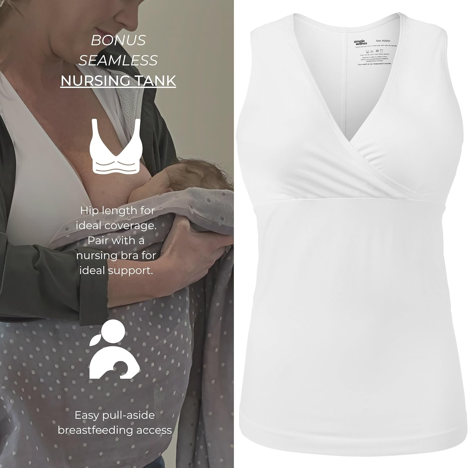 Supermom Hands Free Pumping and Nursing Bra - Hands Free Nursing Bra for Pumping - Breastfeeding Bras for Women, (Combo Pack) Sunkissed Rose Bra + Pearl Tank, X-Large image number 4