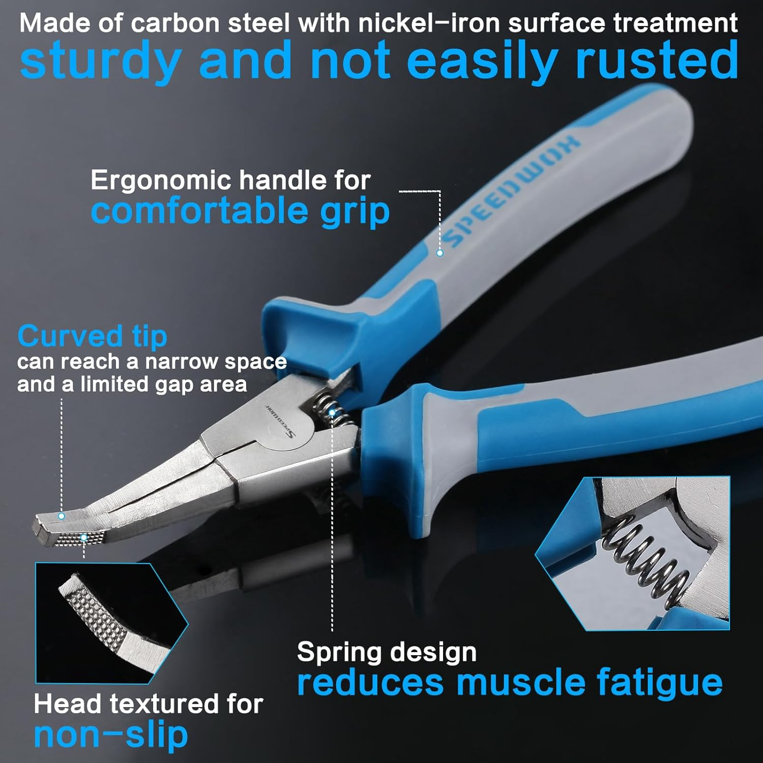 SPEEDWOX 8" Bent Jaw C-Clip Pliers for Ring Remover Automatic Transmissions Transfer Case image number 5