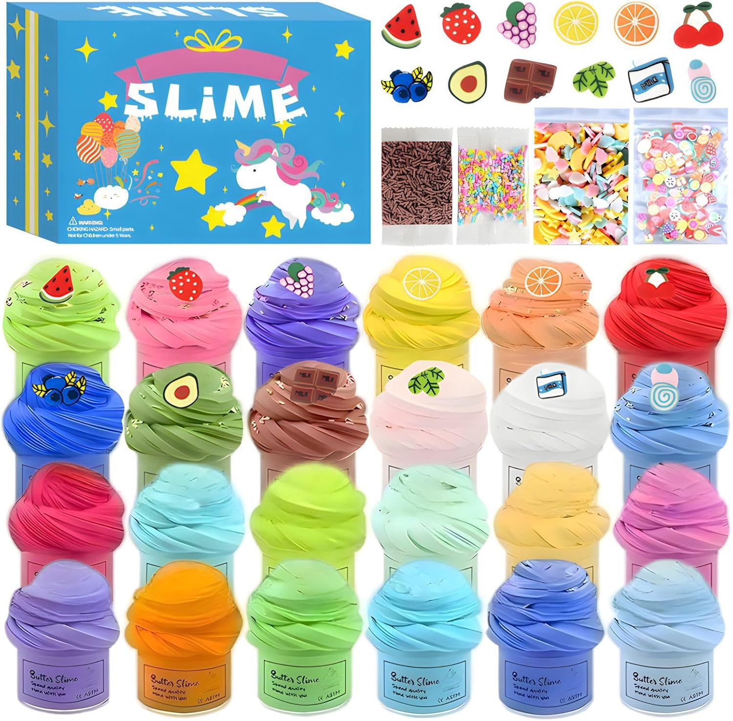 Butter Slime Kit 15 Pack, Colorful Stress Relief Extrusion Toy for Girls Boys, DIY Surprise Slime Making Kit, Kids Party Favors Slime Putty Toys, Birthday Gifts, Educational Toy（50Ml） image number 2