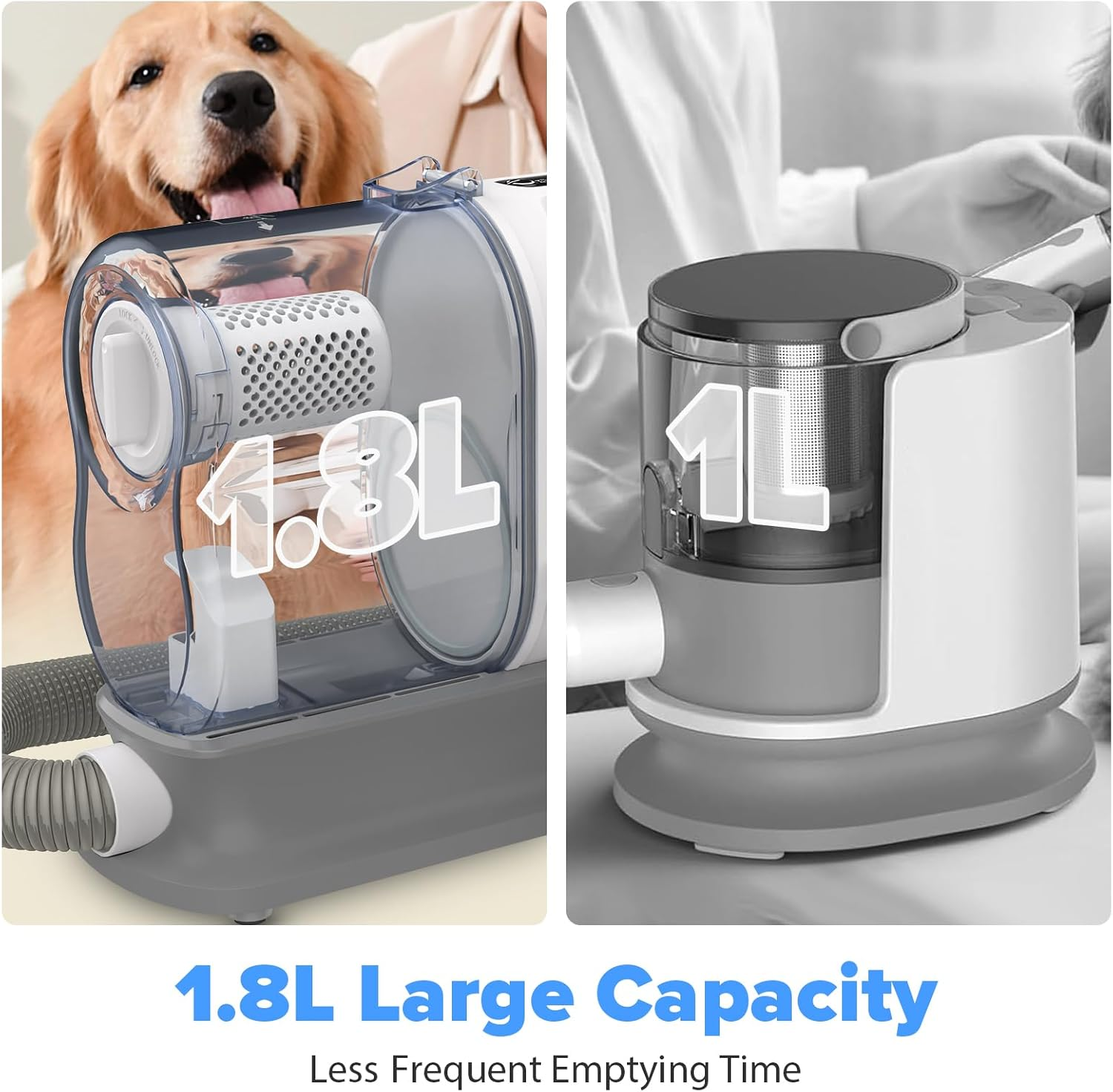 Advwin Dog Grooming Kit, 1.8L Pet Grooming Vacuum with Pet Clipper, Dog Hair Vacuum with 5 Pet Grooming Tools for Dogs Cats Shedding Grooming image number 4